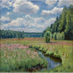 Russian Impressionist painting of a meadow by Zhukovsky