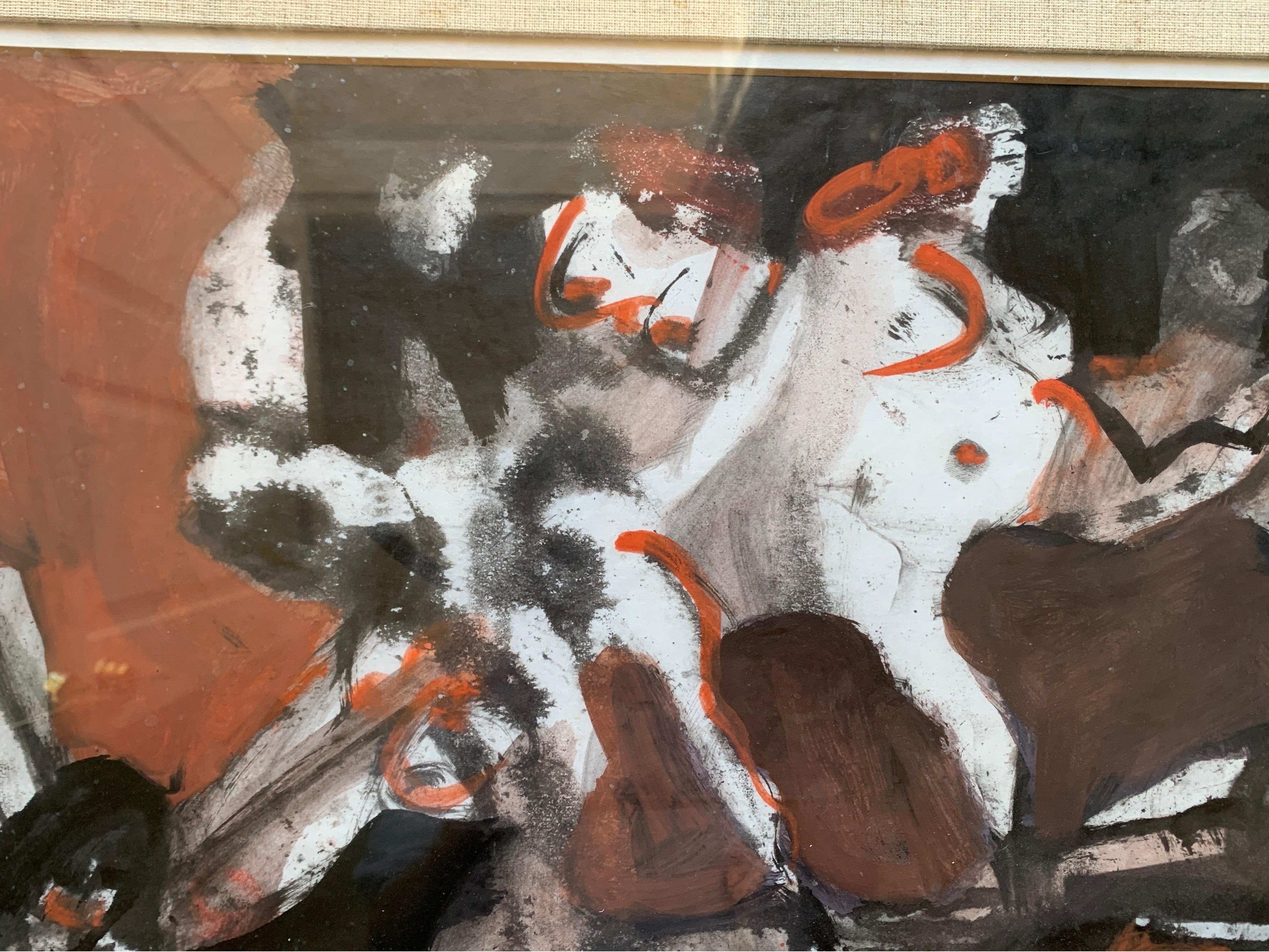 Stanislaw Frenkiel (1918-2001) Original Painting “Cabaret” 1973 Brussells  For Sale 2