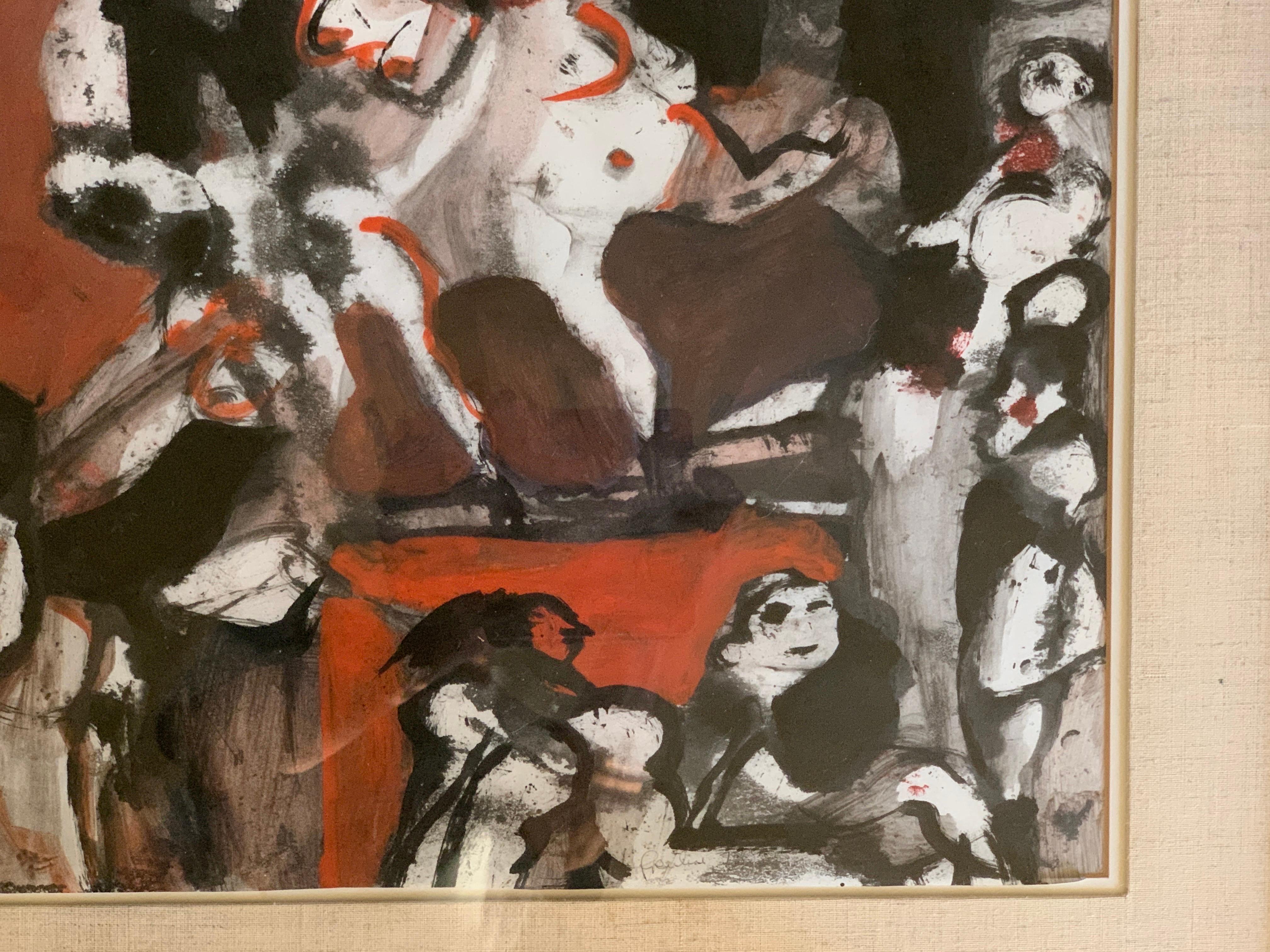 C'est une rare et belle peinture de Stanislaw Frenkiel. Cette peinture a été exposée à la Tamara Pfeiffer Gallery à Bruxelles, en Belgique. C'était la galerie la plus prestigieuse en 1973. Intitulé 