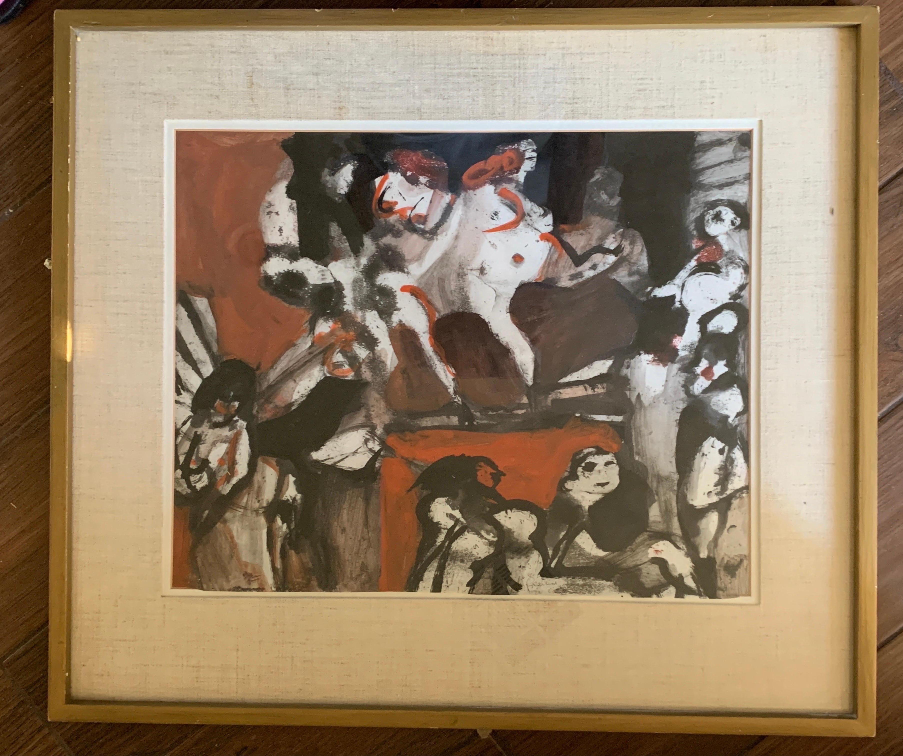 Modern Stanislaw Frenkiel (1918-2001) Original Painting “Cabaret” 1973 Brussells  For Sale