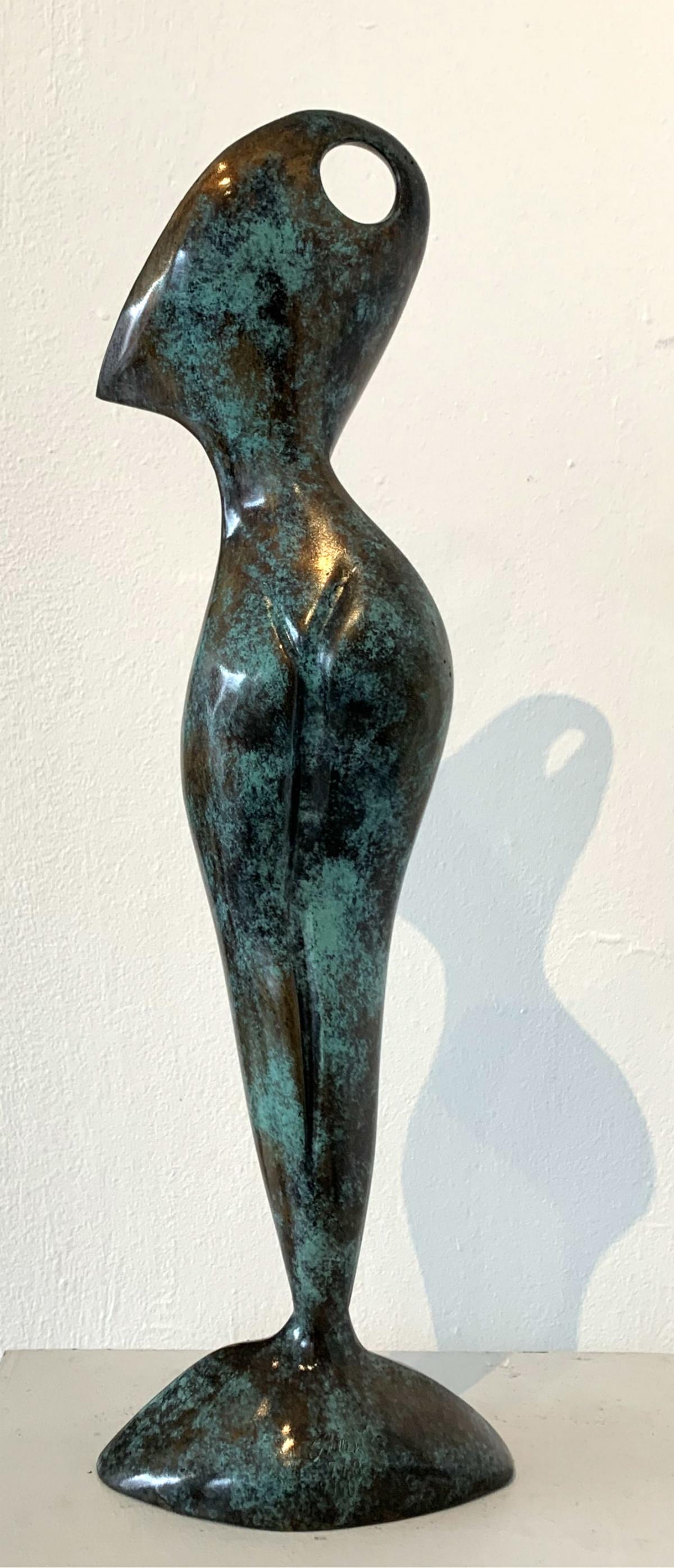 Muse - XXI century Contemporary bronze sculpture, Abstract & figurative - Gold Abstract Sculpture by Stanisław Wysocki