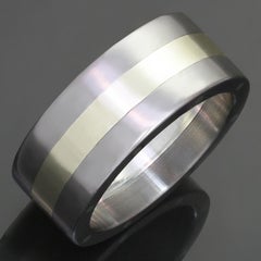 Stanless Steel 10 Karat White Gold Men's Band Ring