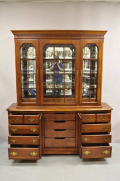 Stanley American Craftsman Cherry Wood Lexington Hutch China Display Cabinet