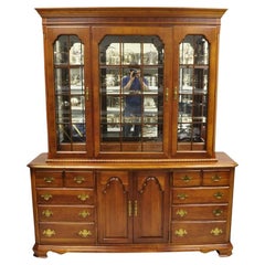 Retro Stanley American Craftsman Cherry Wood Lexington Hutch China Display Cabinet