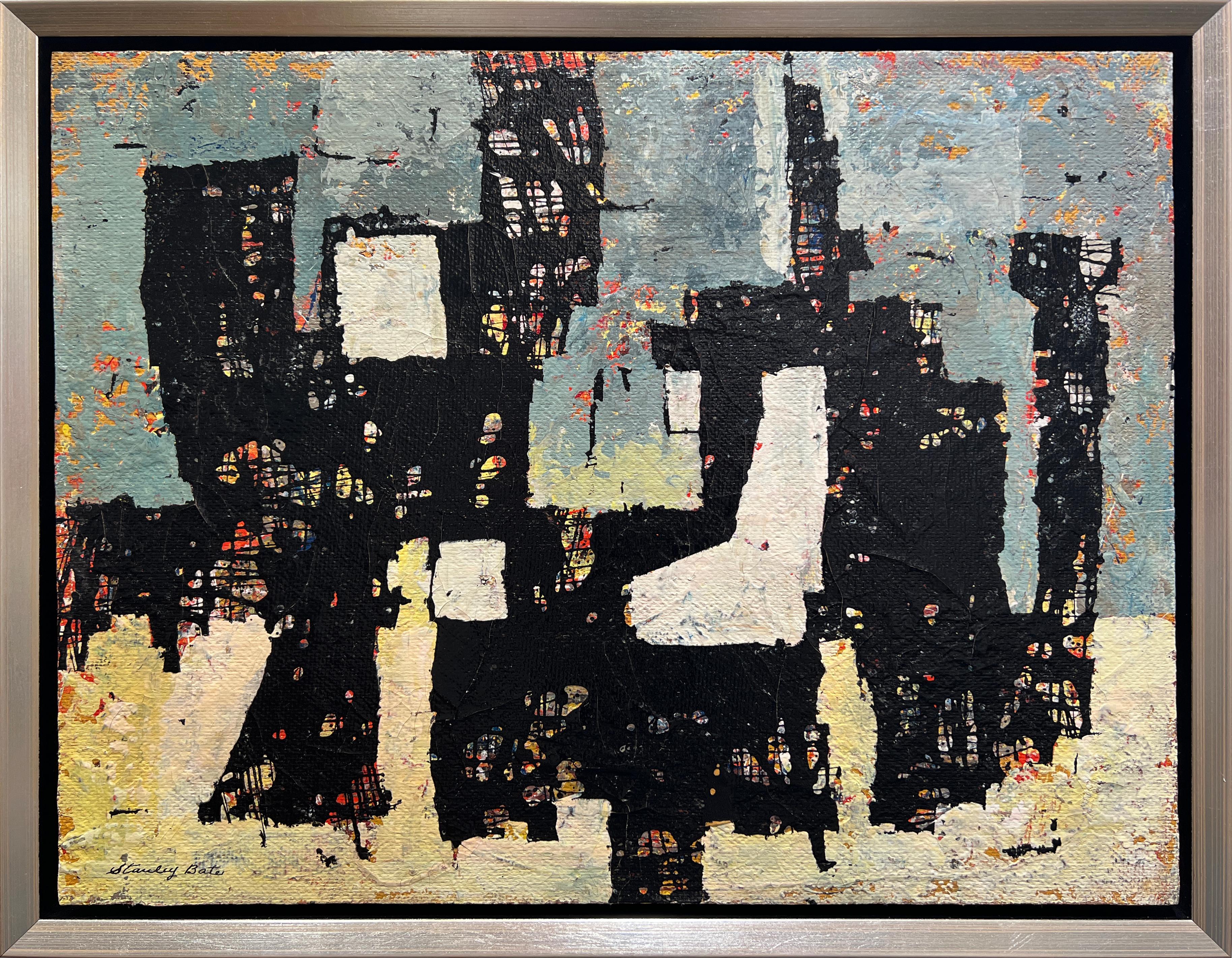 Abstract Painting Stanley Bate - Peinture abstraite moderne «andoned Village » des années 1960