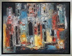 "Composition Urbaine, " 1960s Modern Abstract Painting