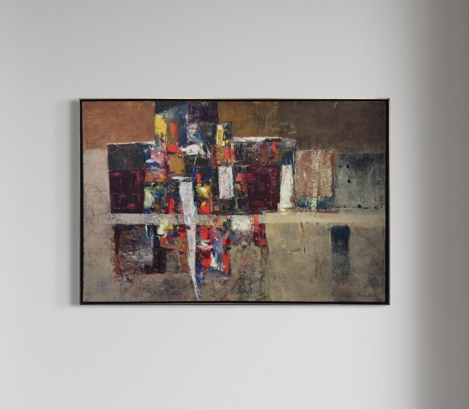 Abstract Painting di Stanley Bate - "Esodo", pittura astratta moderna degli anni '60