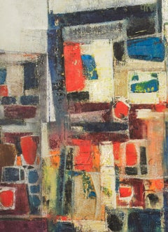 "Flower Market, " 1960s Modern Abstract Painting