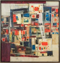 "Flower Market, " 1960s Modern Abstract Painting
