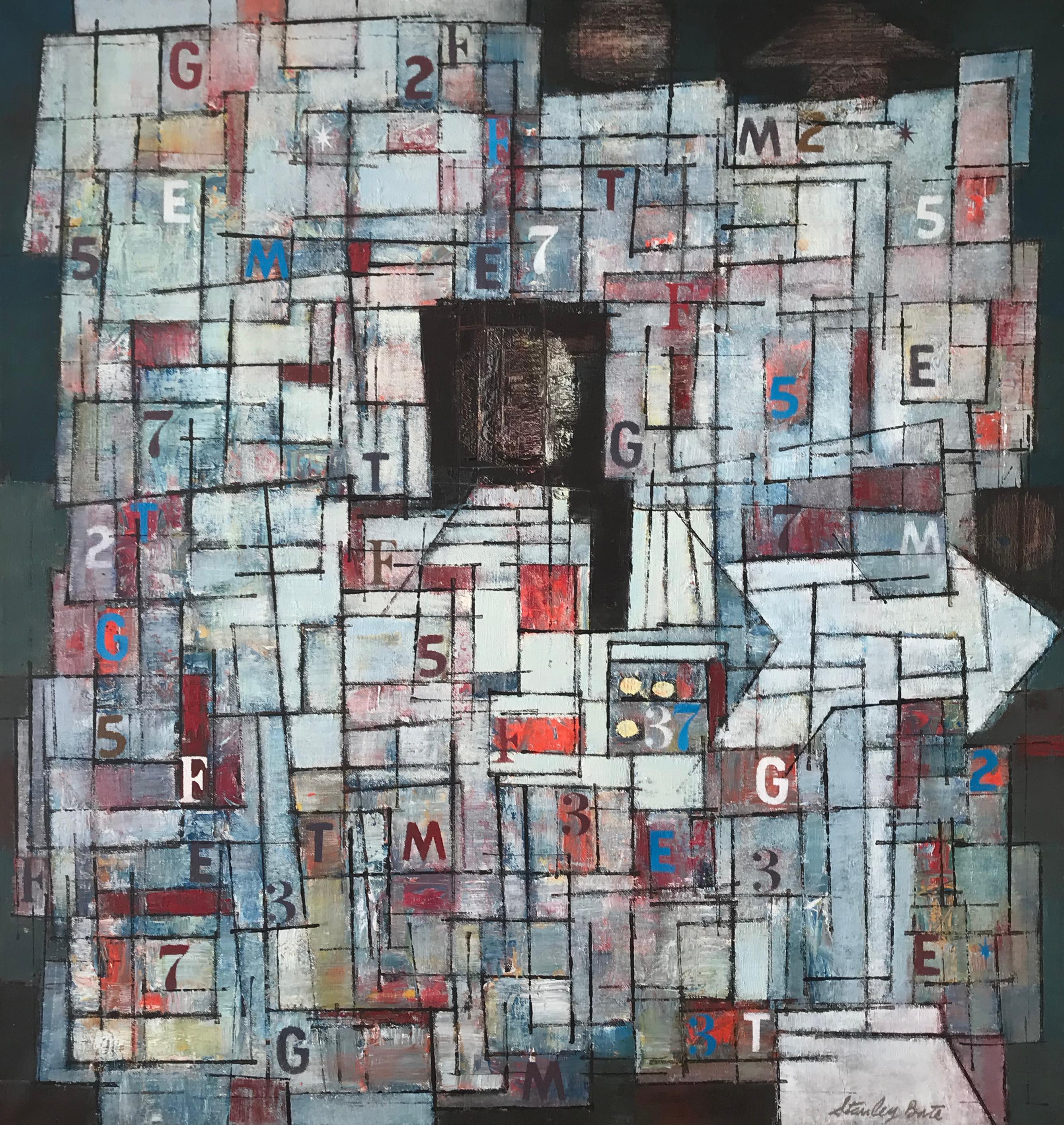 Abstract Painting di Stanley Bate - "Newstand", pittura astratta moderna degli anni '60