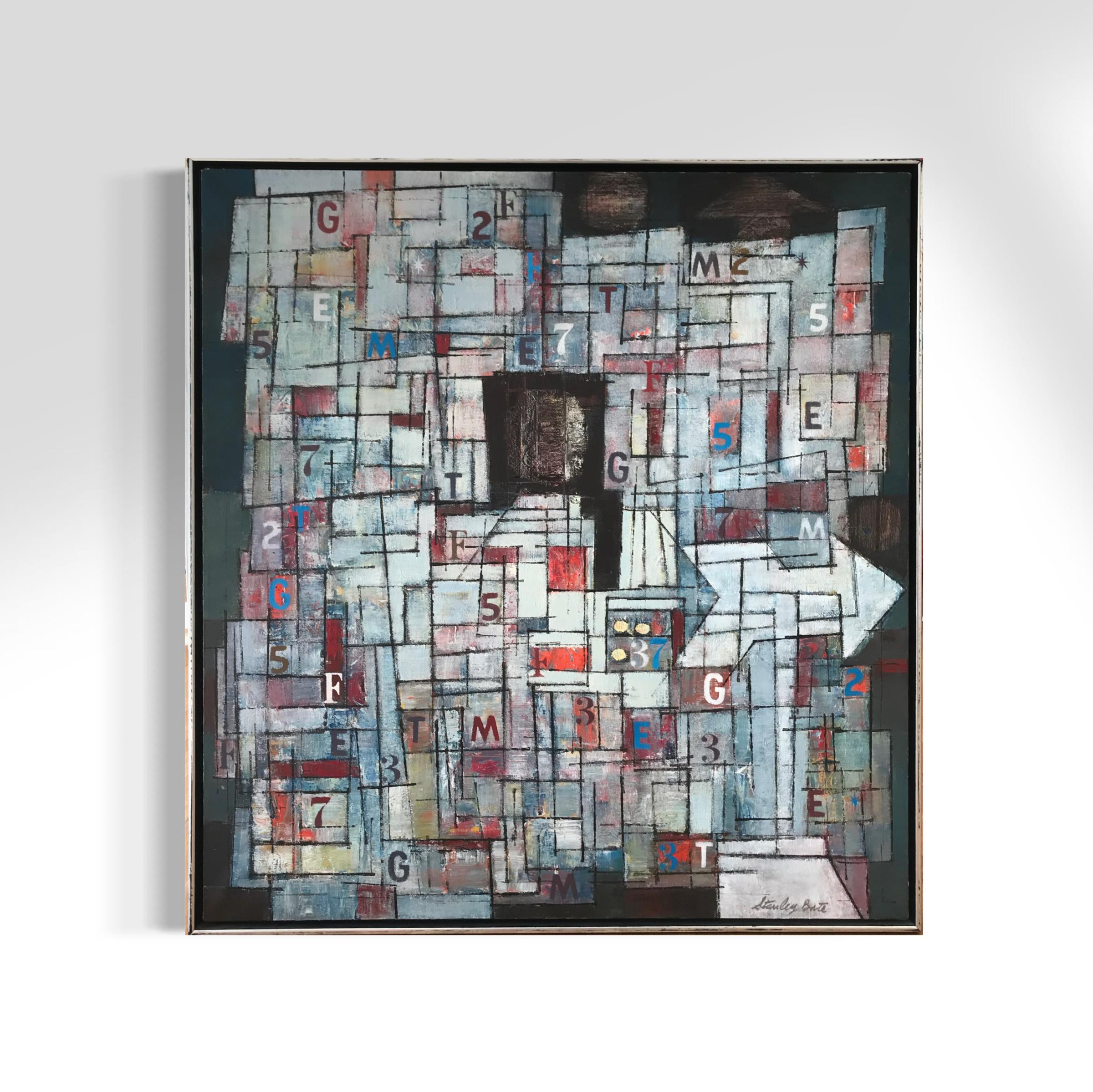 Abstract Painting di Stanley Bate - "Newstand", pittura astratta moderna degli anni 
60