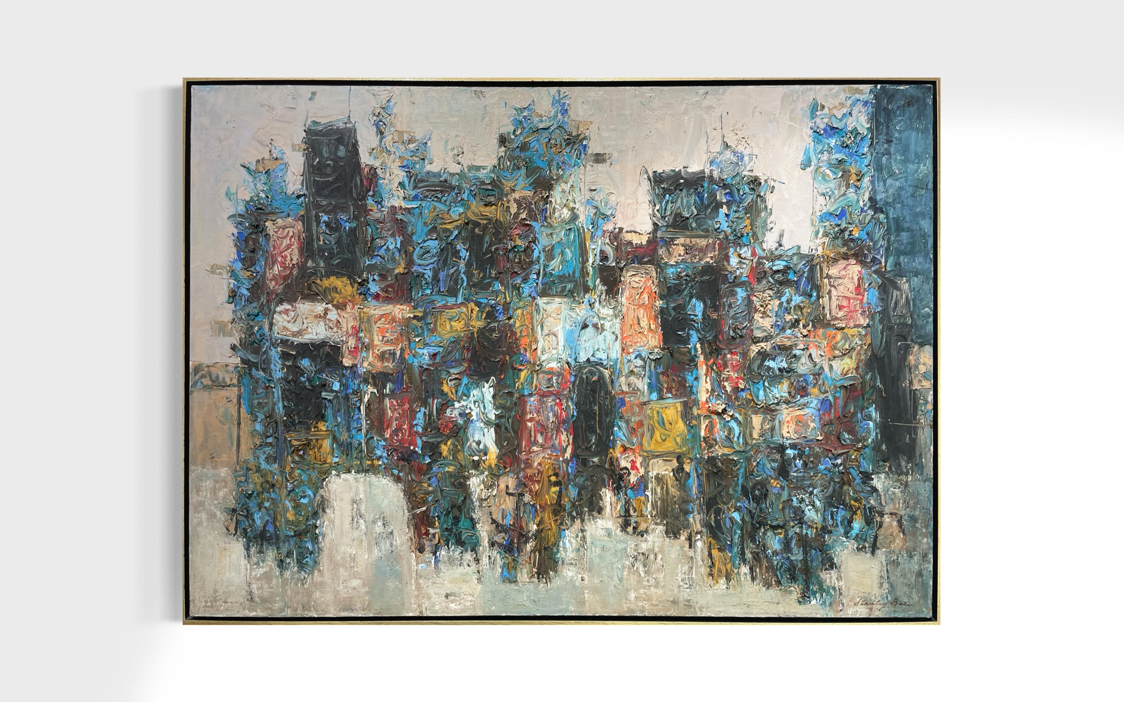 Abstract Painting de Stanley Bate - "Ruinas de Atenas", pintura abstracta moderna de los años 60