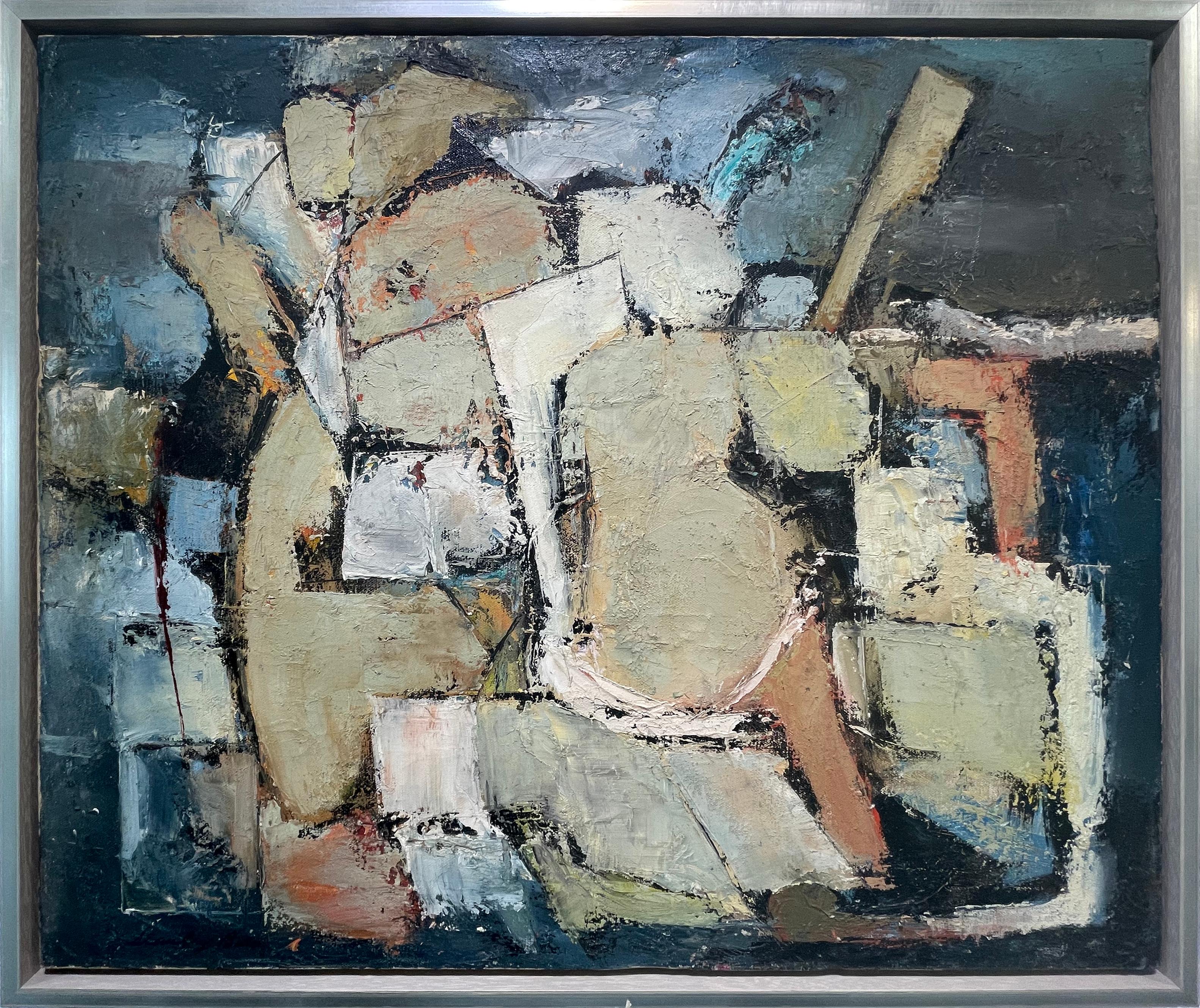 Abstract Painting Stanley Bate - Peinture abstraite moderne des années 1960 "Survivors"