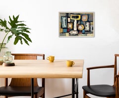 "Totemic Images, " 1960s Modern Abstract Painting