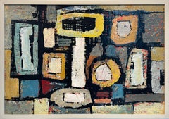 "Totemic Images, " 1960s Modern Abstract Painting