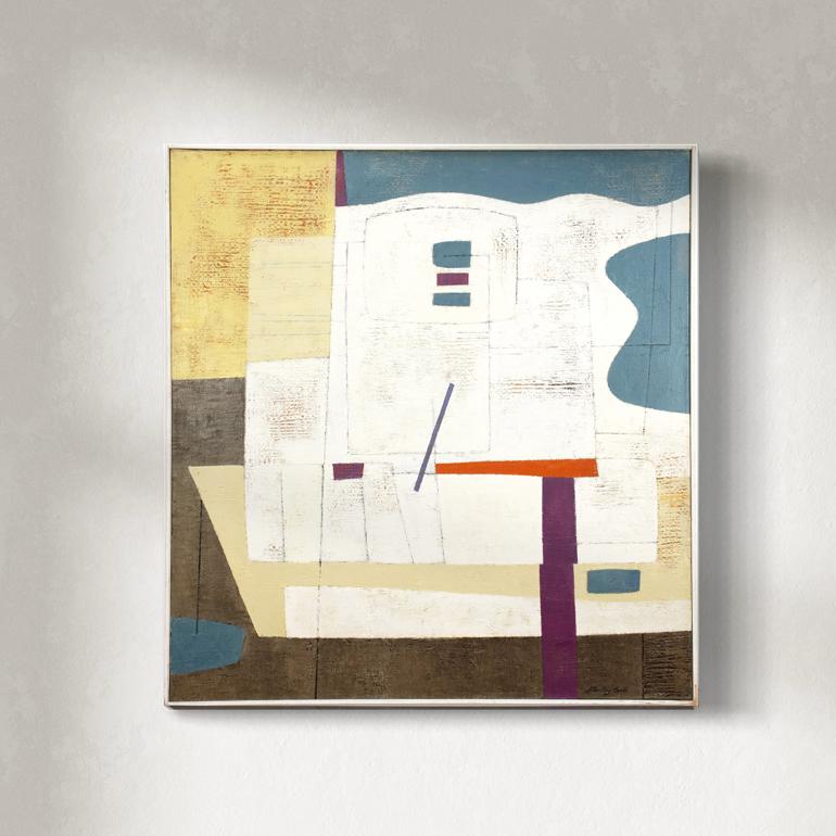 Abstract Painting di Stanley Bate - "Zuen", pittura astratta moderna degli anni '60