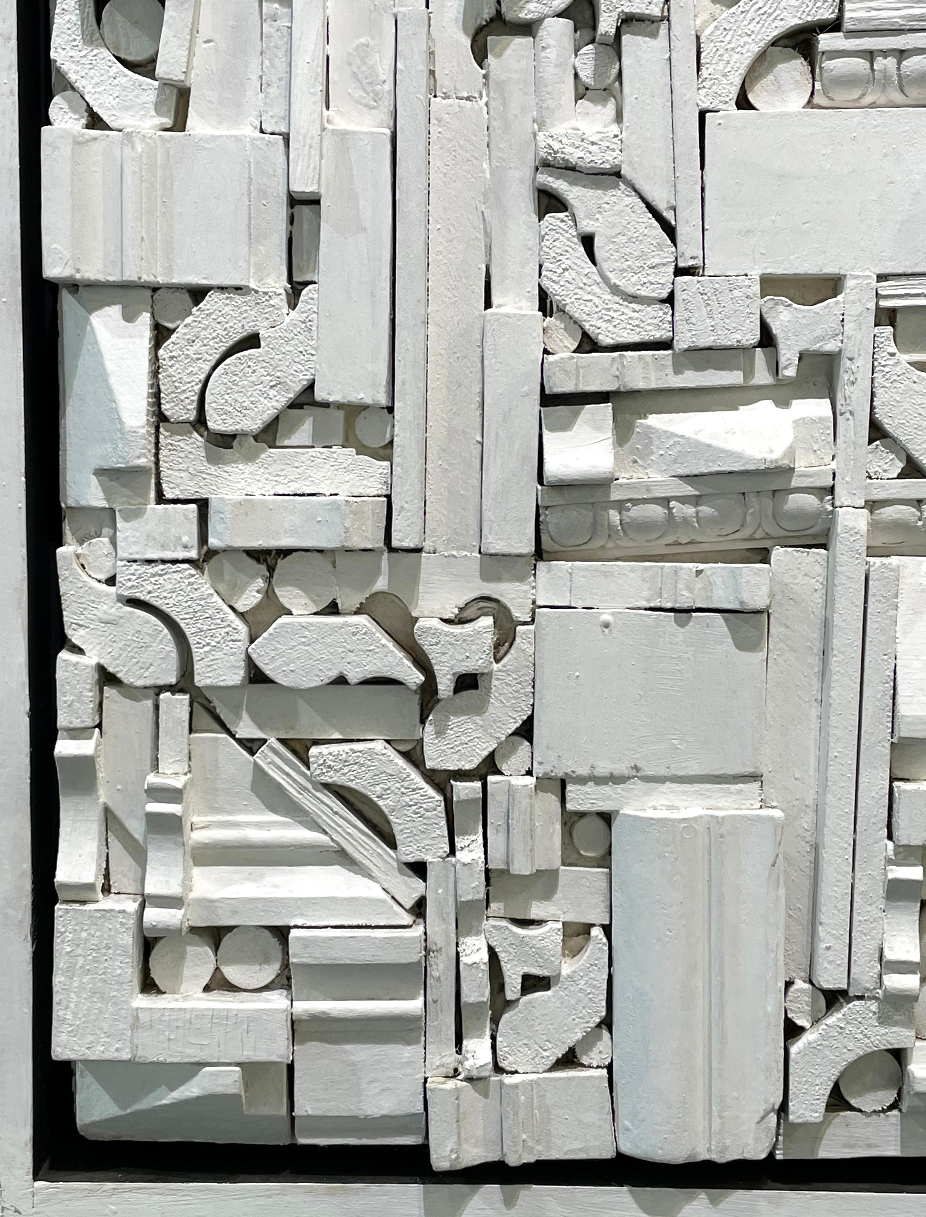 „“Weiße Konstruktion“, 1960er Jahre Moderne abstrakte Wandskulptur im Angebot 2