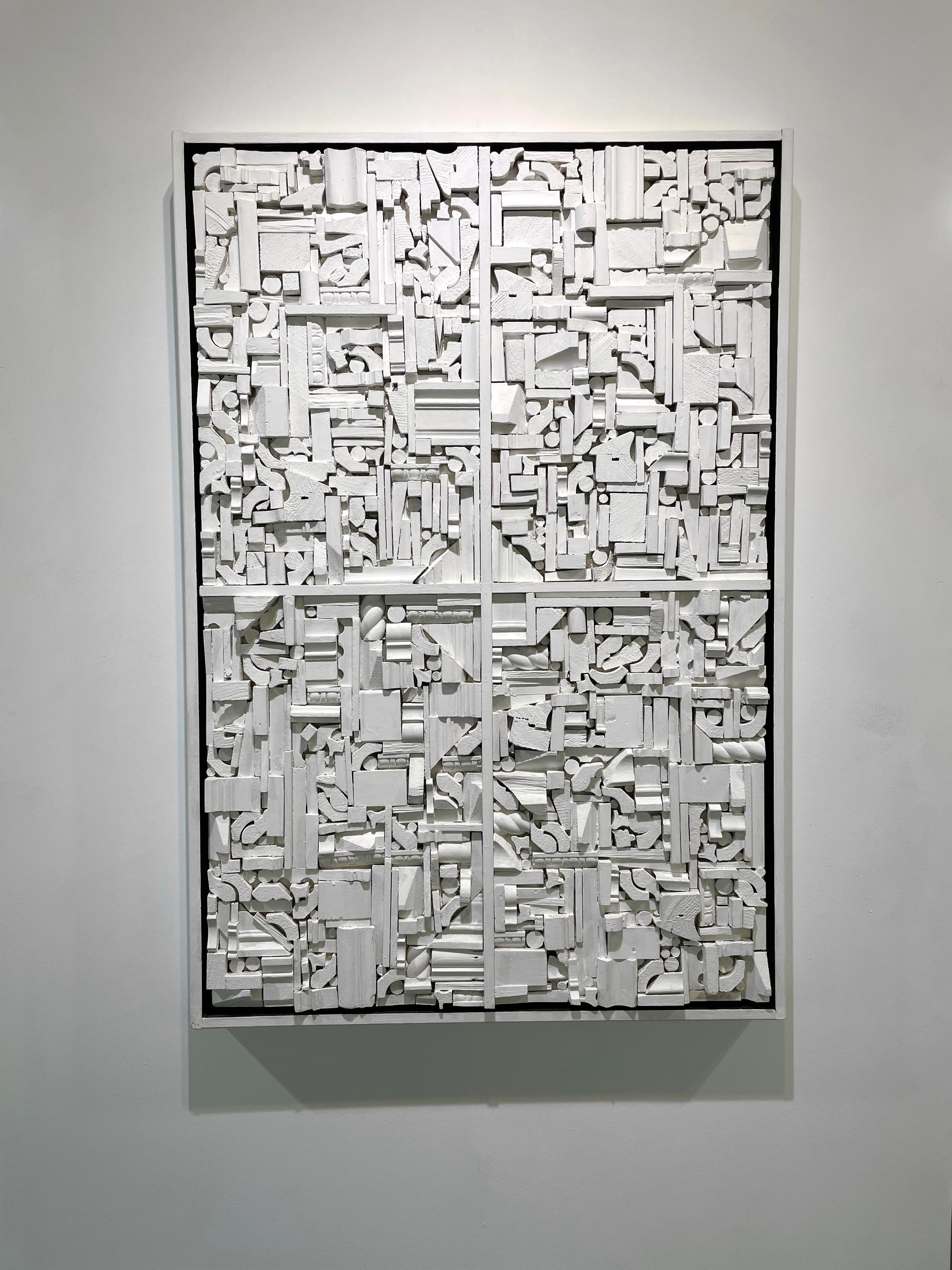 „“Weiße Konstruktion“, 1960er Jahre Moderne abstrakte Wandskulptur im Angebot 6