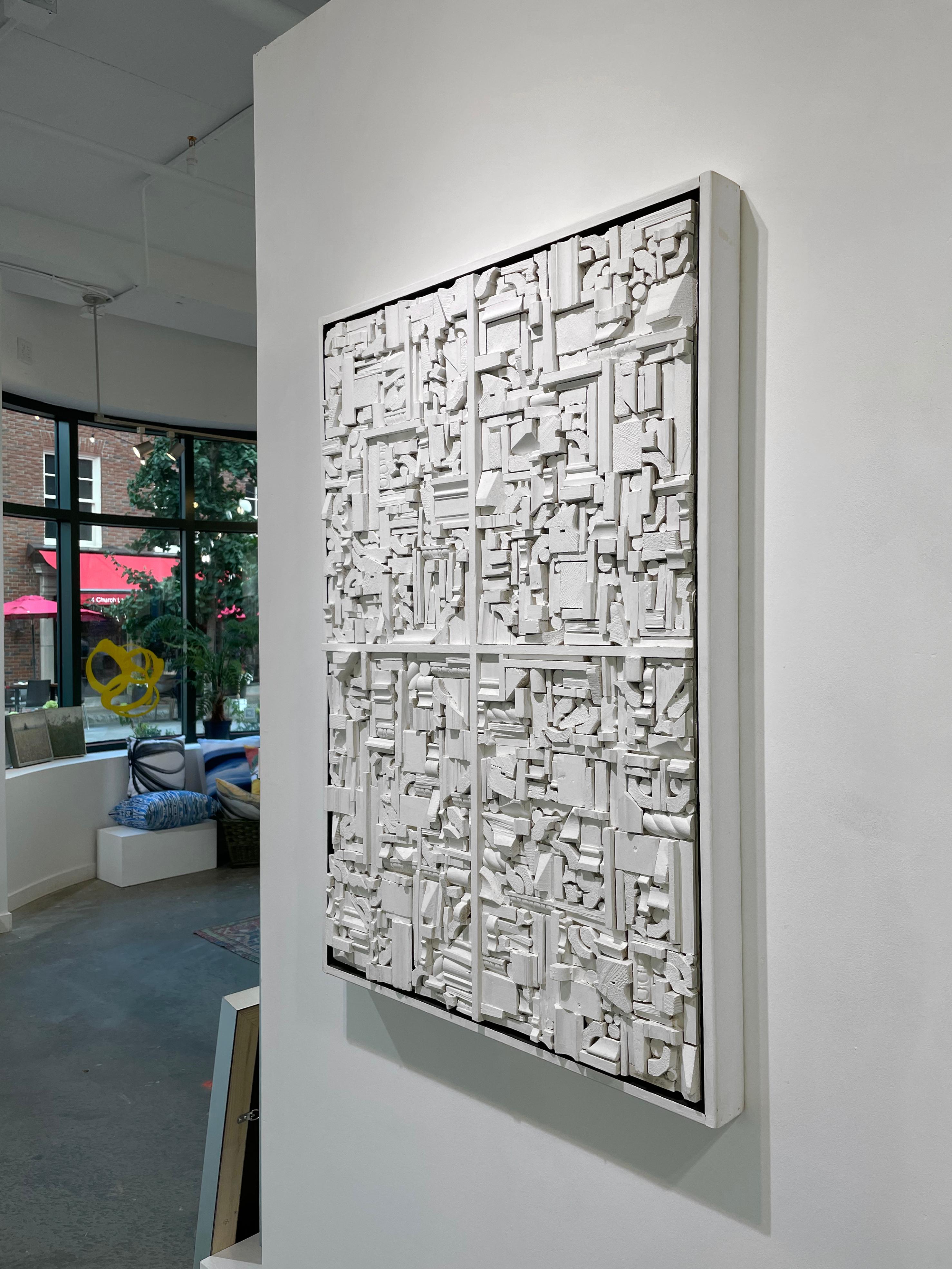 „“Weiße Konstruktion“, 1960er Jahre Moderne abstrakte Wandskulptur im Angebot 7
