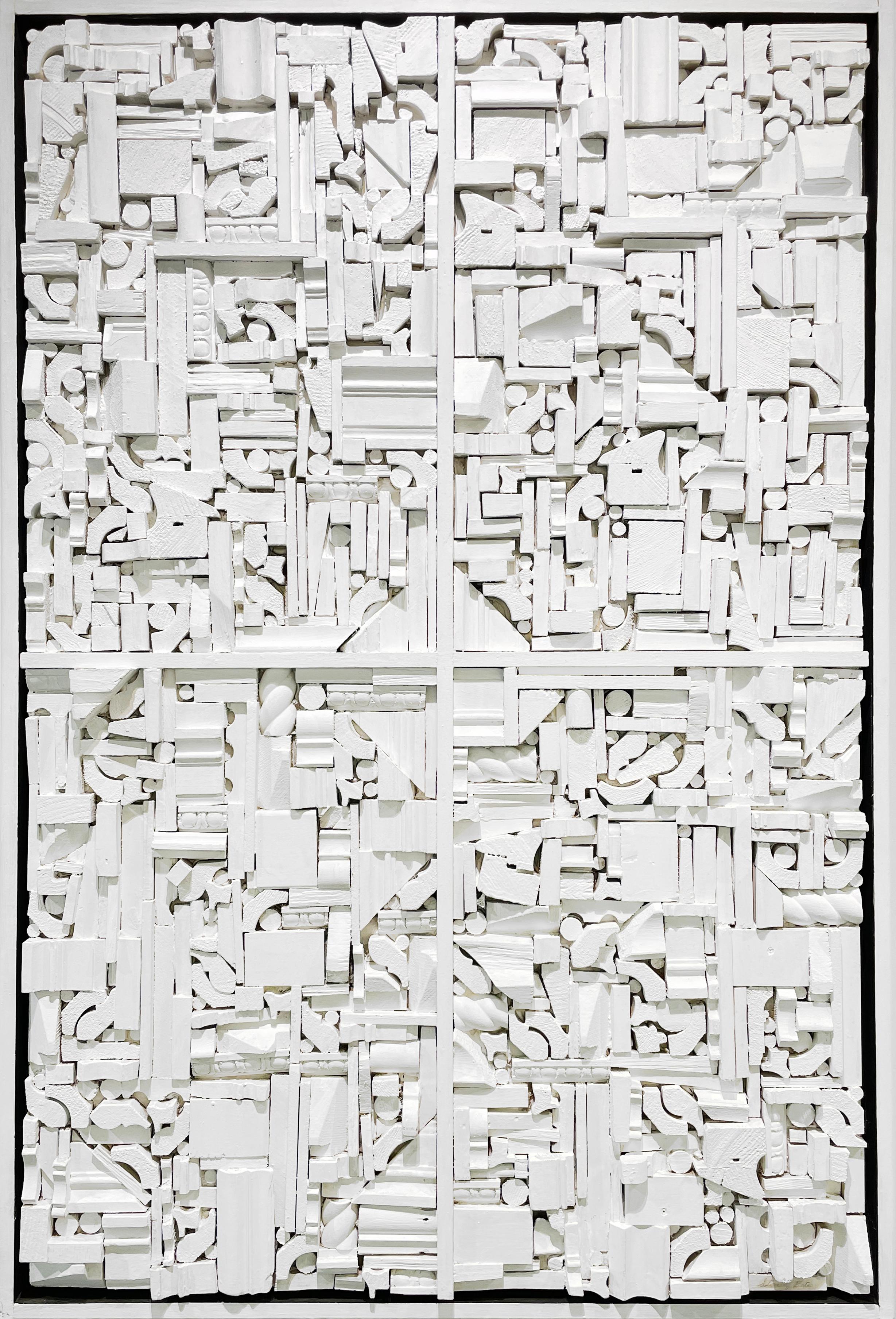 "White Construction, " 1960s Modern Abstract Wall Sculpture