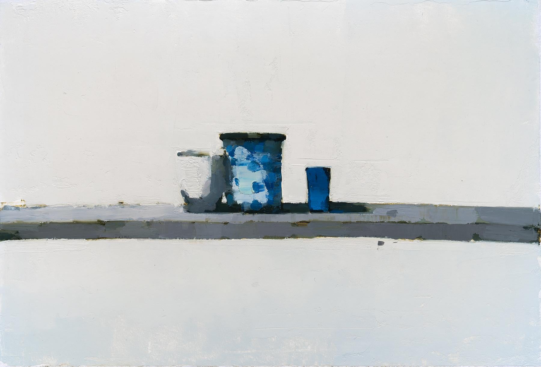 Stanley Bielen Still-Life Painting – "Enamel Cup" 2024 Oil on paper/mounted 15 x 22 in.