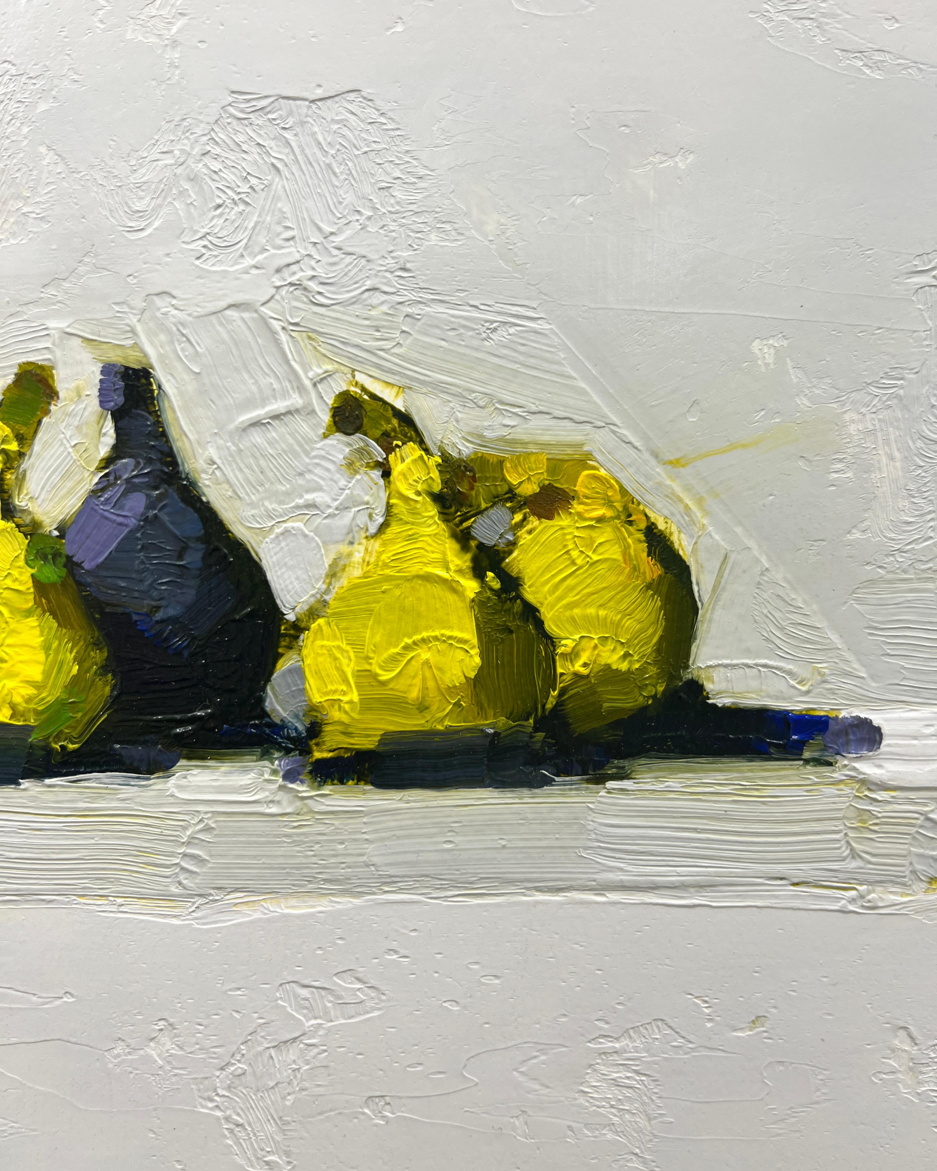 Stanley Bielen
Bunte Feigen, 2024
Öl auf Papier/montiert
14 ¾ x 18 Zoll.
(bie096)

Stanley Bielens Gemälde beginnen oft damit, dass er die Blume pflanzt, die er in der Farbe festhalten will. Er bringt Ausschnitte aus seinem Garten mit ins Studio und