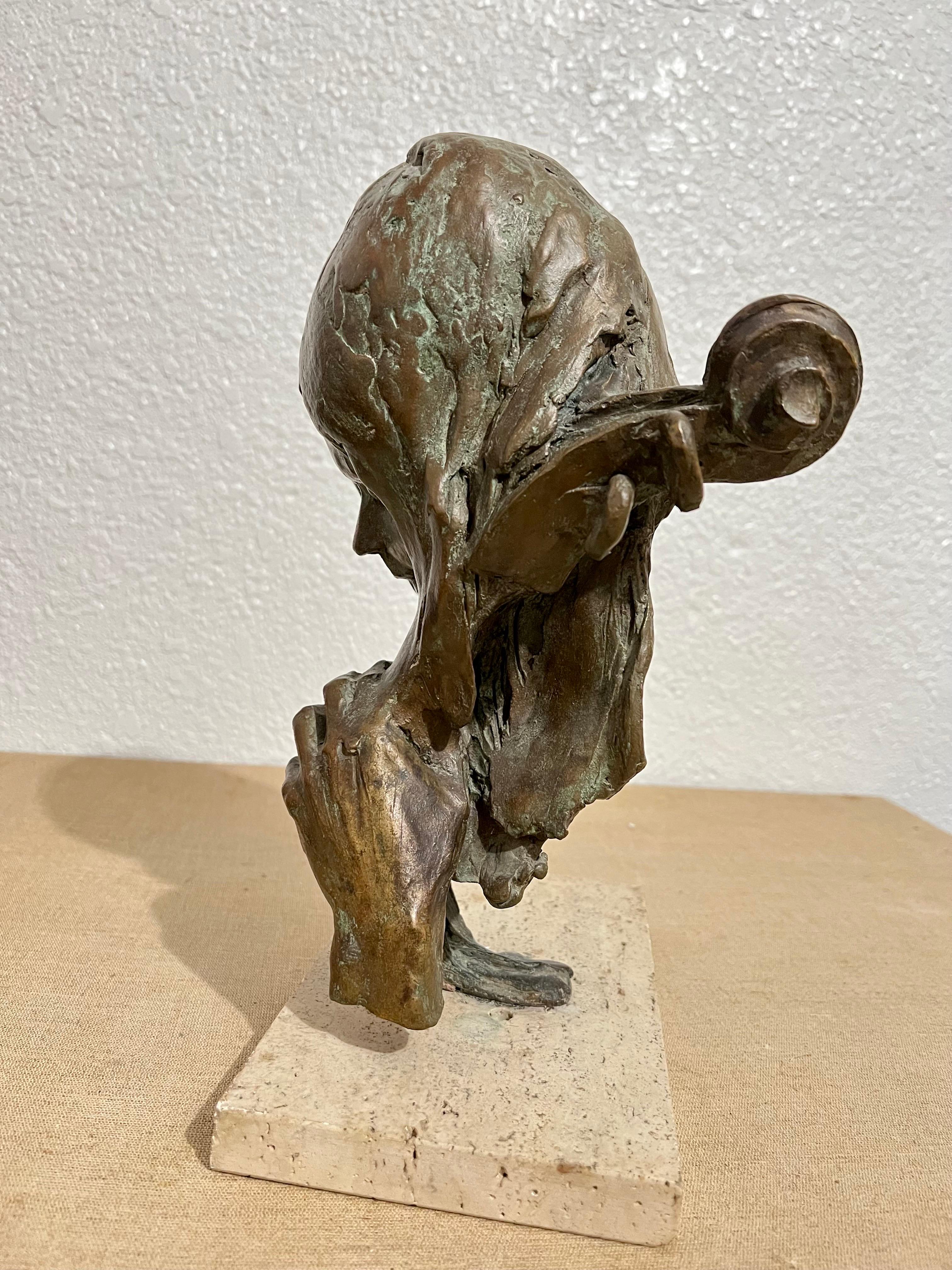 Bronzeskulptur Amerikanische Kunst der Moderne Stanley Bleifeld Mädchen mit Bass oder Cello im Angebot 1