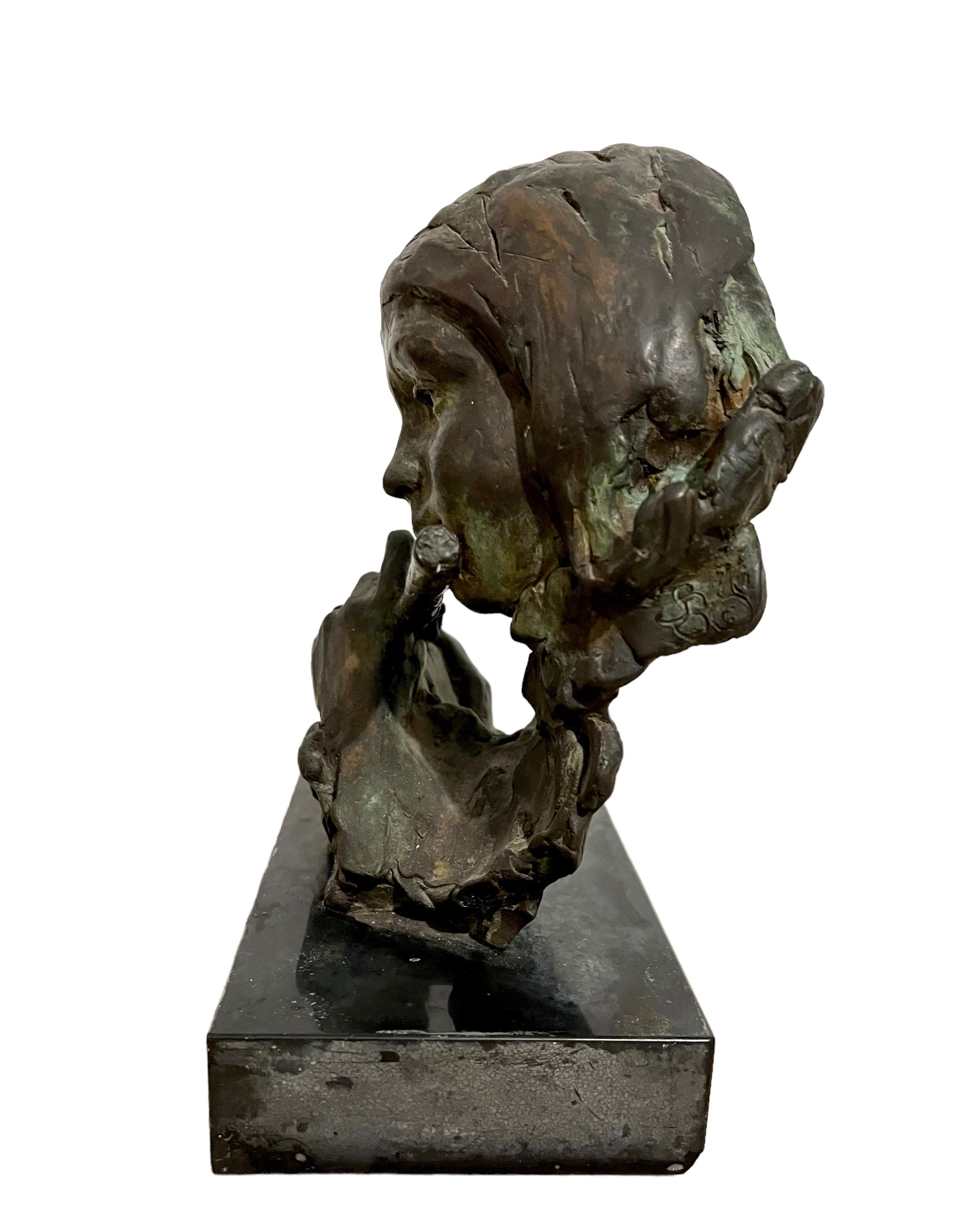 Bronze Sculpture Flutist American Modernist Art Stanley Bleifeld Girl with Flute For Sale 5