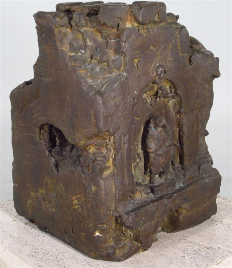 Stanley Bleifeld Bronzeskulptur 7/7 eines Mannes, der einen Ziegelstein in der Hand hält, „The Baker“ im Angebot 2