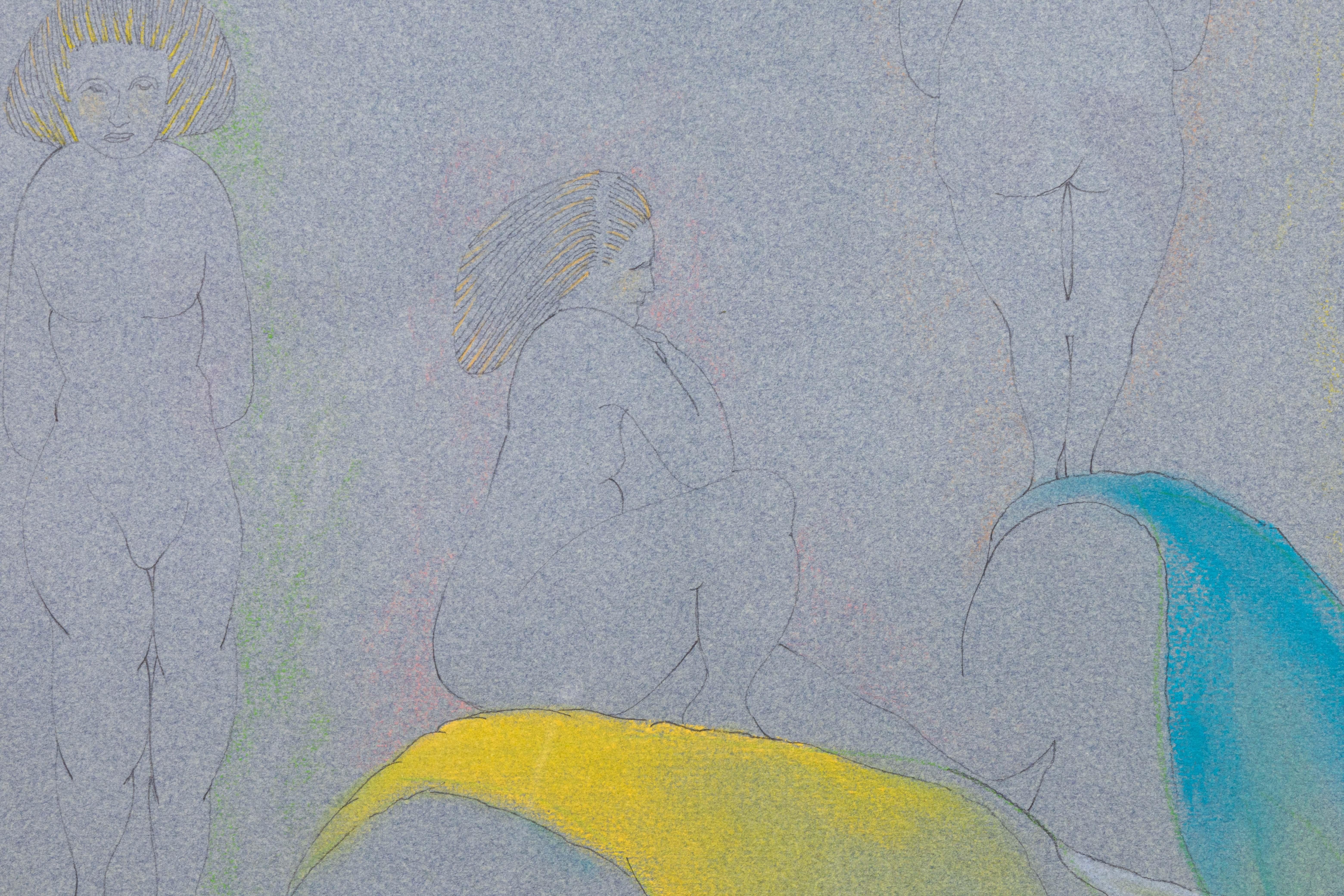 Stanley Boxer Bouquets Spawning Intruders Signed Crayon Pastel & Pencil Drawing In Good Condition For Sale In Keego Harbor, MI