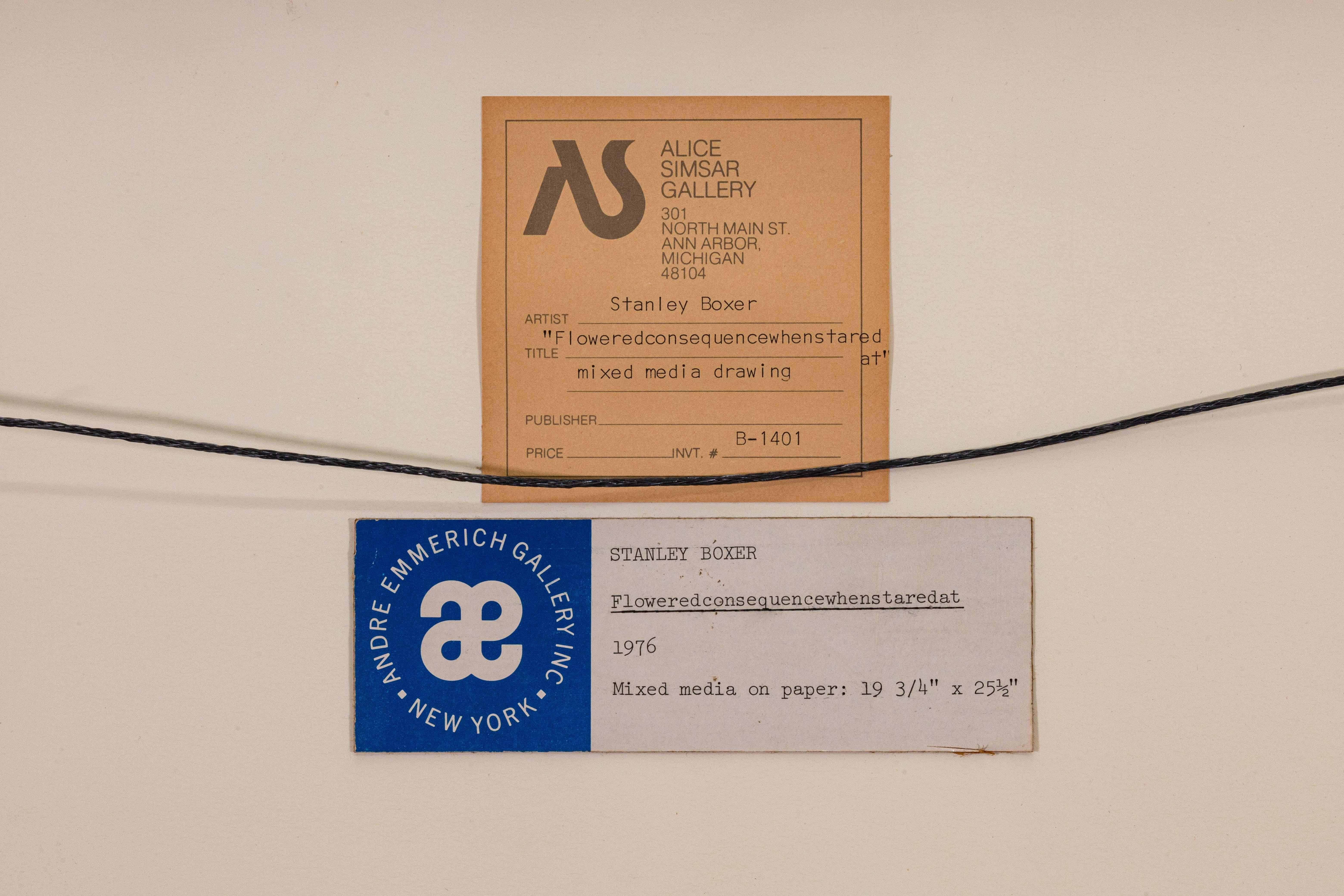 Stanley Boxer Flowered Consequence When Stared At Signed Mixed-Media on Paper For Sale 4