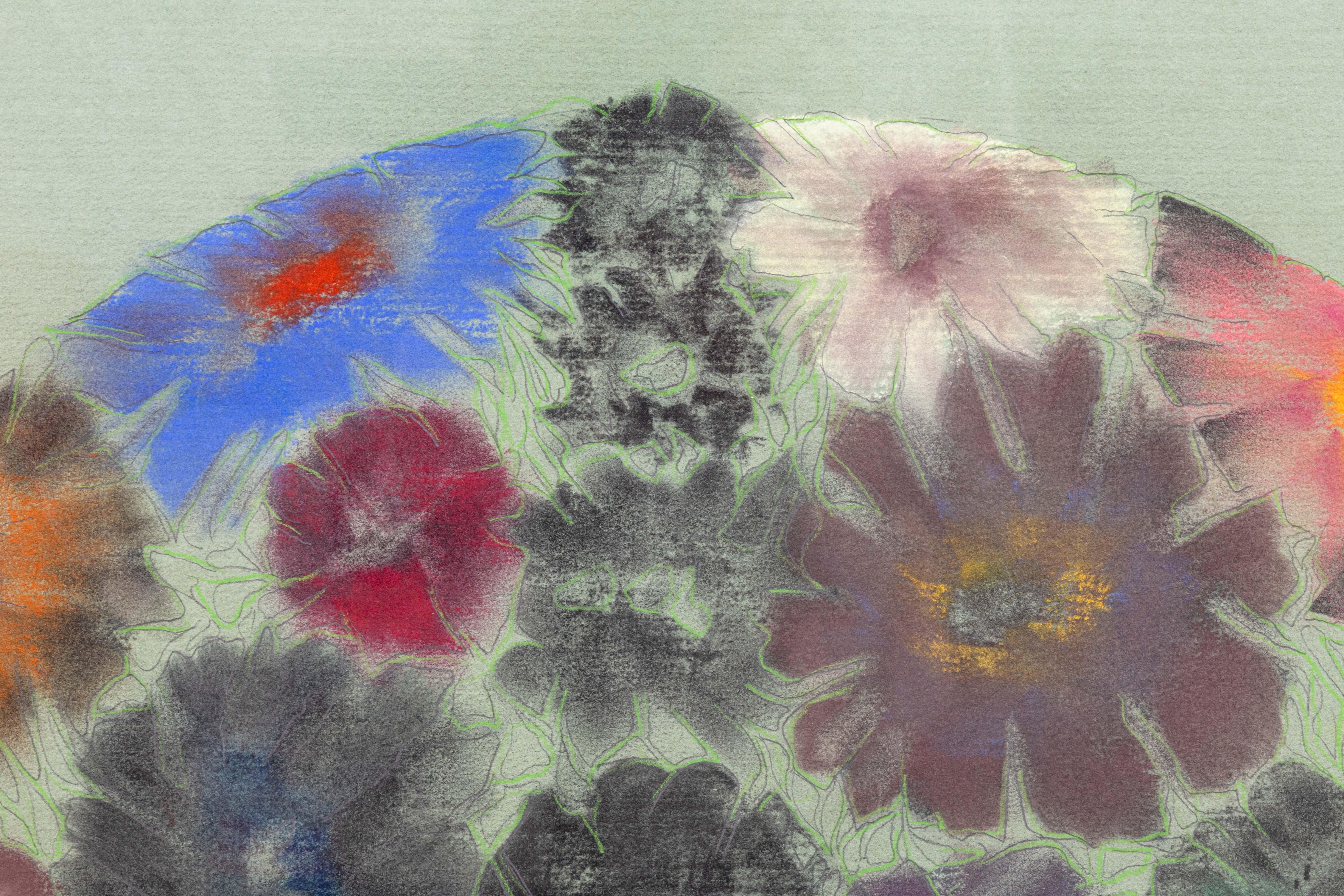 Modern Stanley Boxer Flowered Consequence When Stared At Signed Mixed-Media on Paper For Sale
