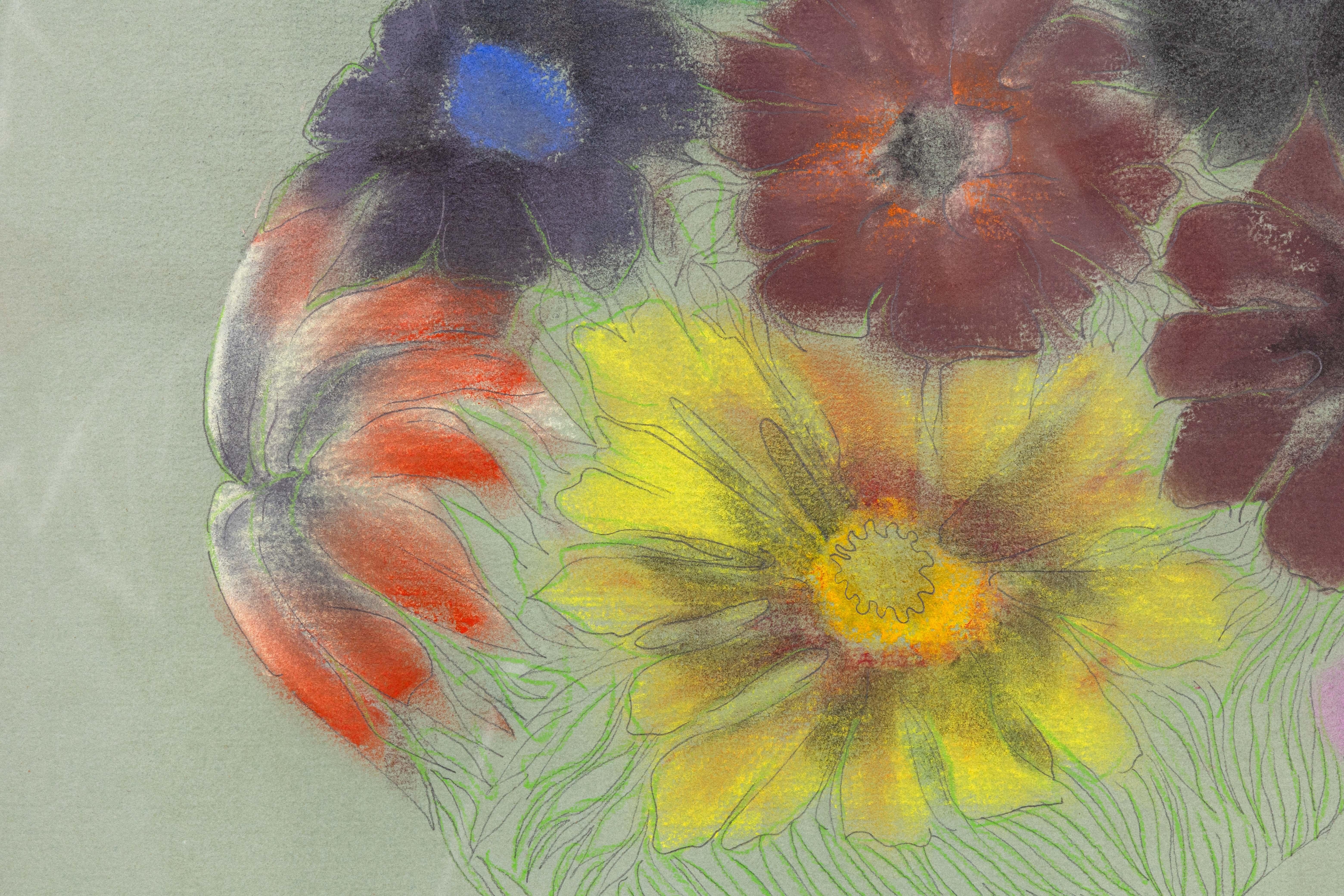 18th Century and Earlier Stanley Boxer Flowered Consequence When Stared At Signed Mixed-Media on Paper For Sale