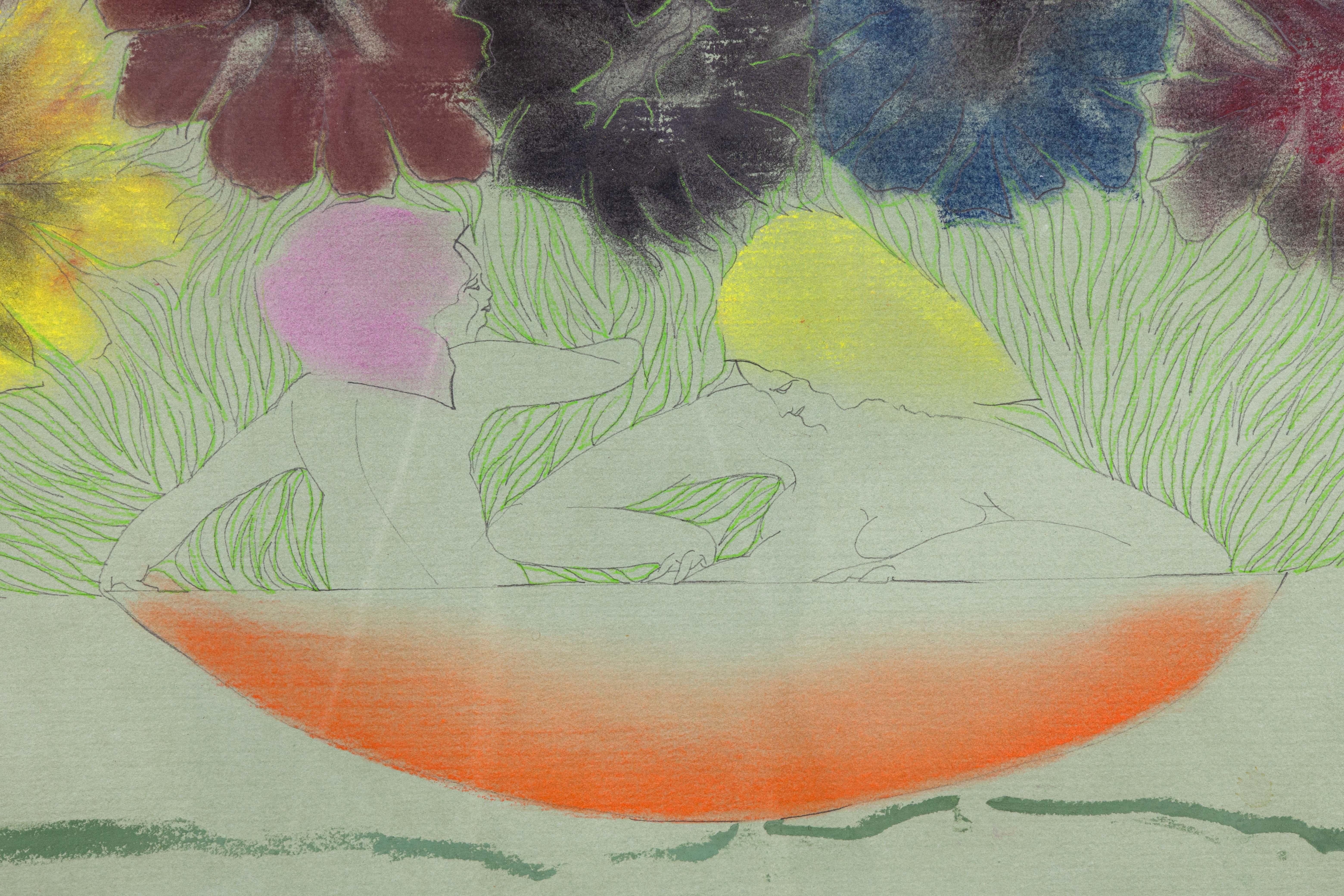 Stanley Boxer Flowered Consequence When Stared At Signed Mixed-Media on Paper For Sale 1