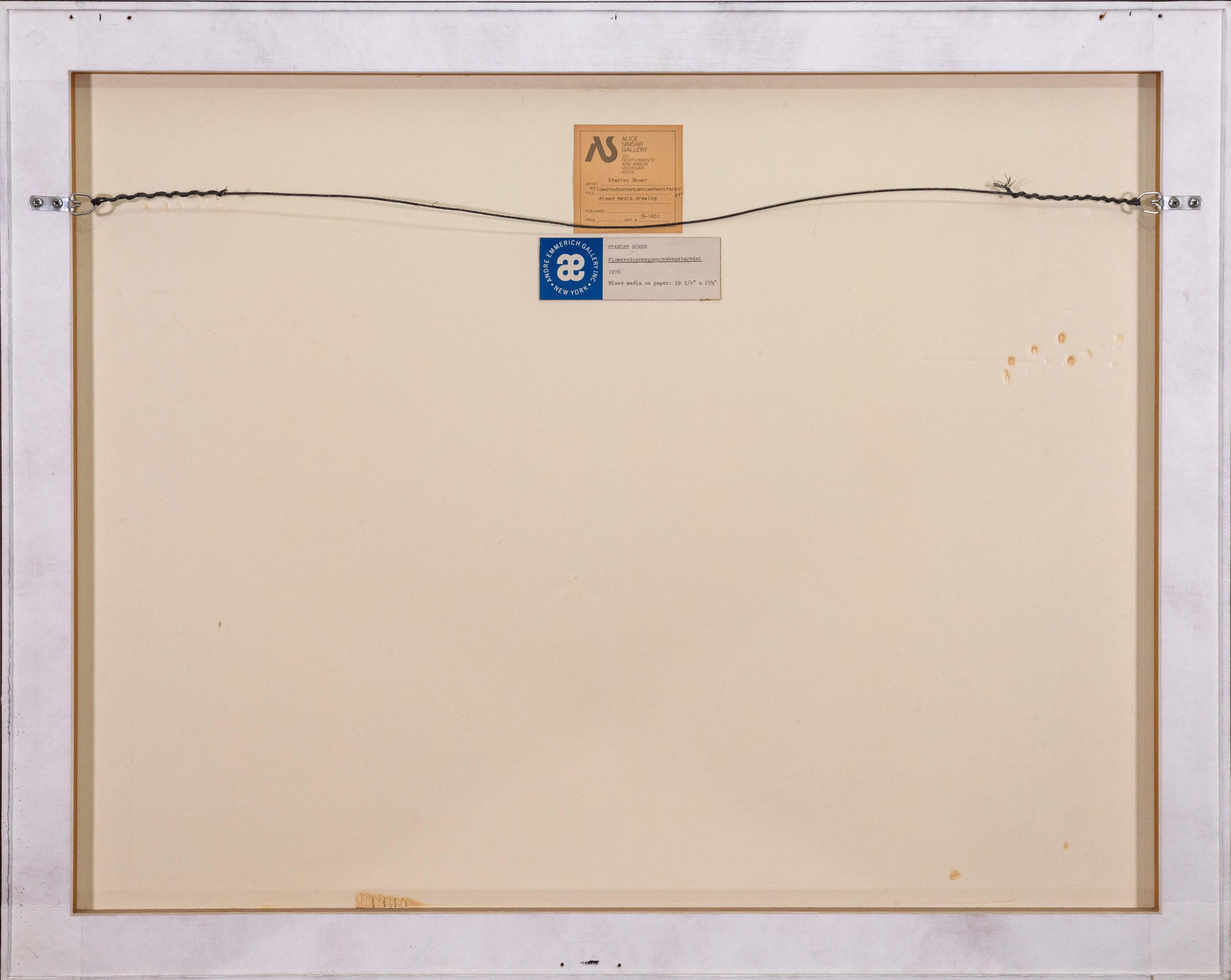 Stanley Boxer Flowered Consequence When Stared At Signed Mixed-Media on Paper For Sale 3