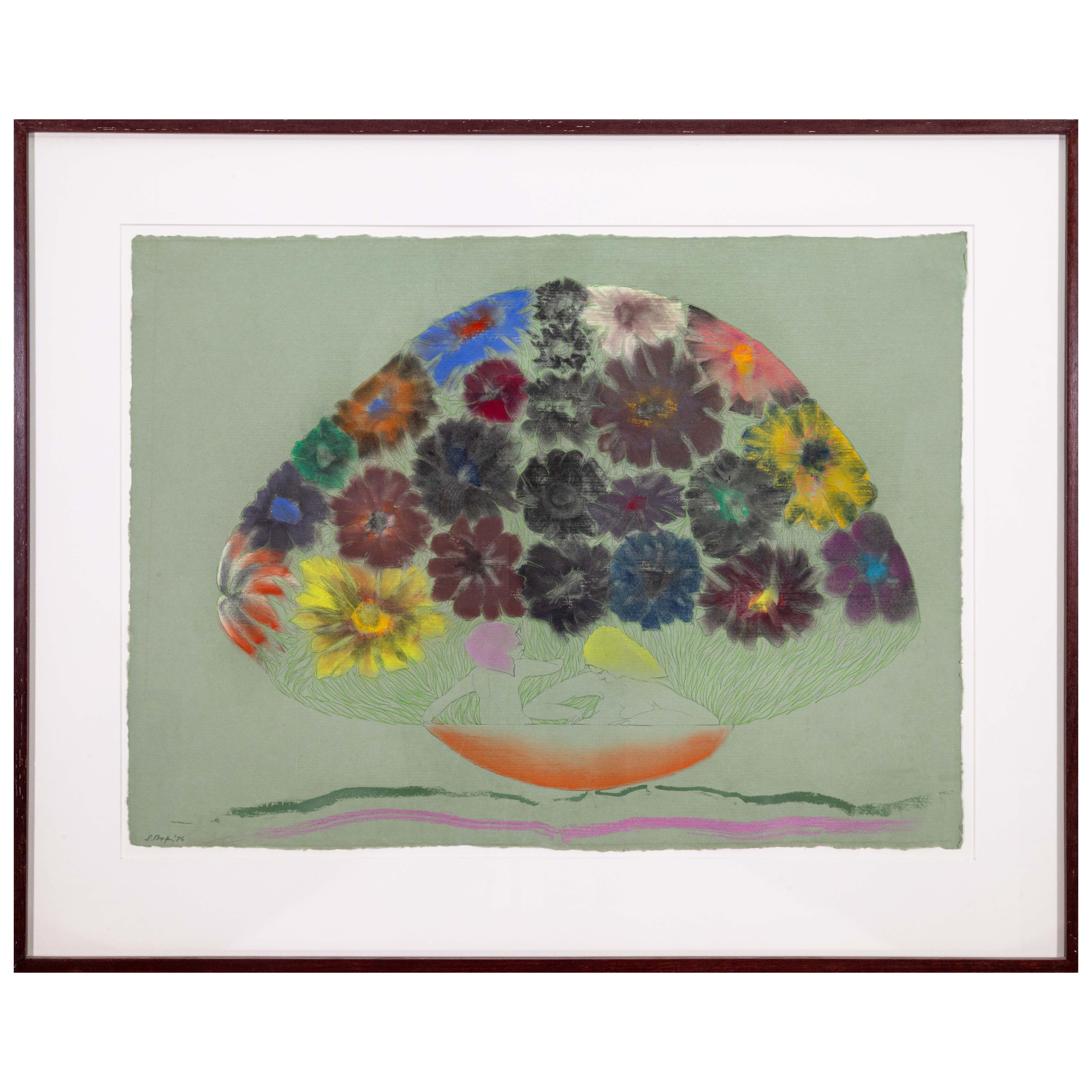 Stanley Boxer Flowered Consequence When Stared At Signed Mixed-Media on Paper For Sale