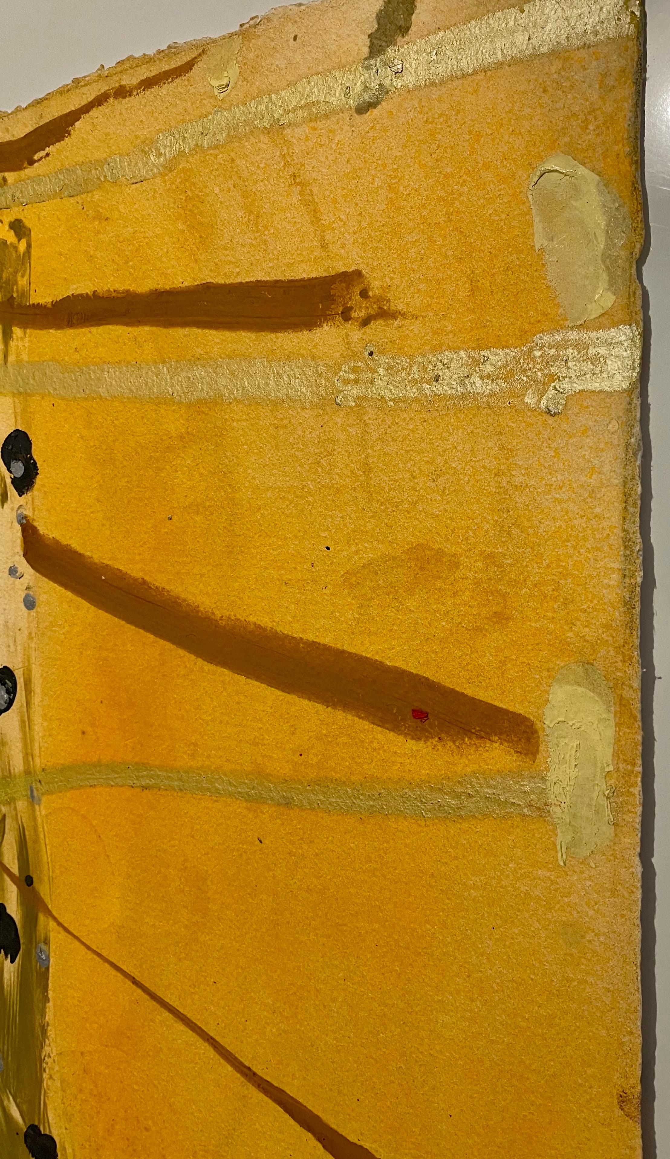 Stanley Boxer Pintura expresionista abstracta en técnica mixta sobre papel, dorado en venta 9