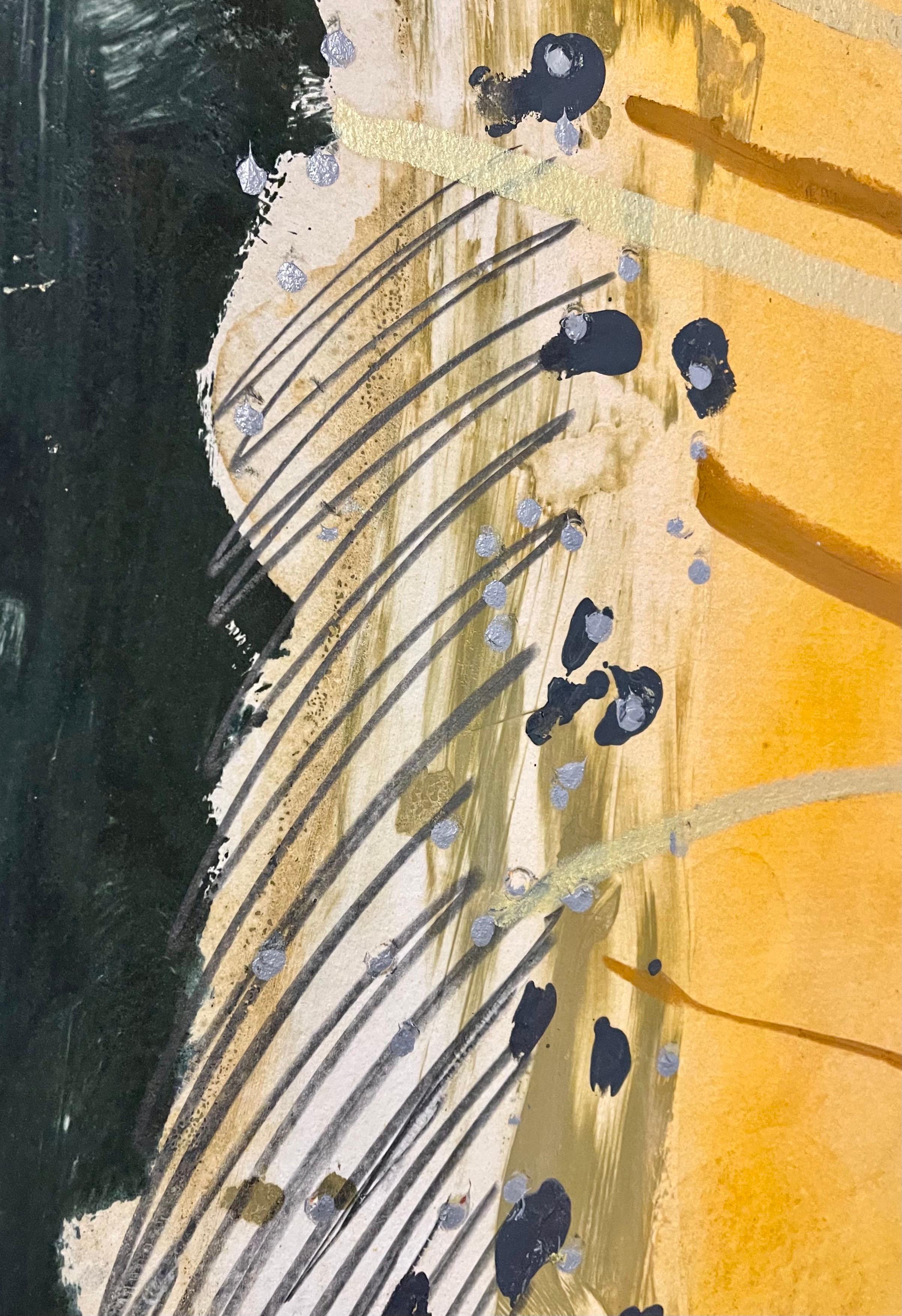 Stanley Boxer Pintura expresionista abstracta en técnica mixta sobre papel, dorado en venta 8