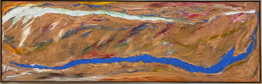20th c Abstract colorful oil by Stanley Boxer, Pastelflakeleaveslights