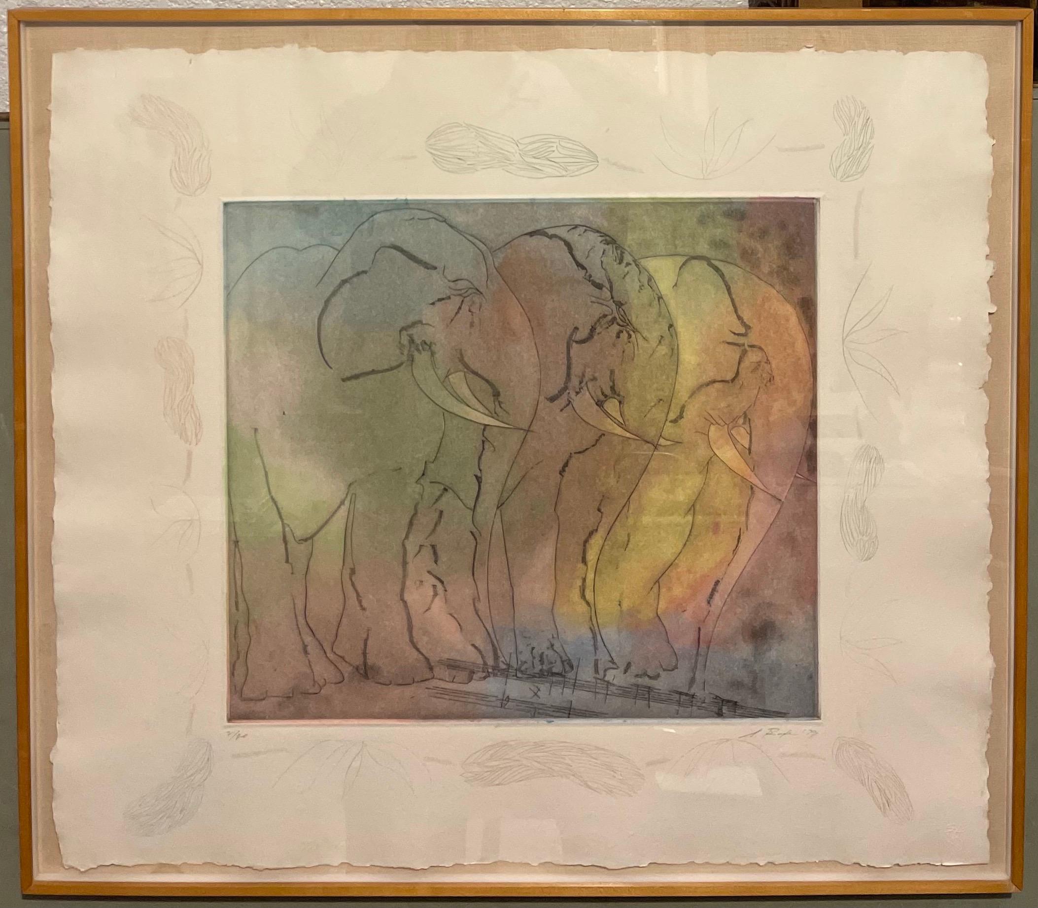 Stanley Boxer Aquatinta-Intaglio-Radierung Elefant Herd Abstrakter Expressionismus  im Angebot 2