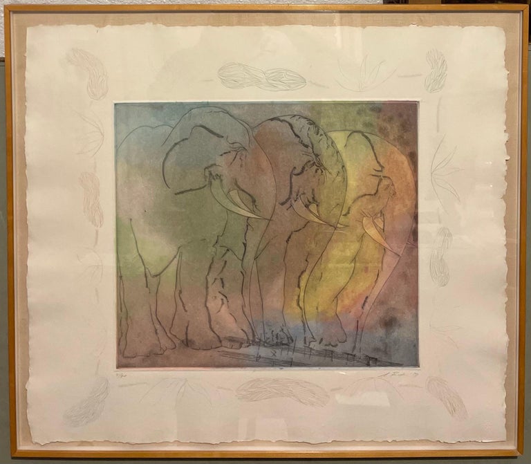 Stanley Boxer Aquatint Intaglio Etching Elephant Herd Abstract Expressionist  For Sale 2