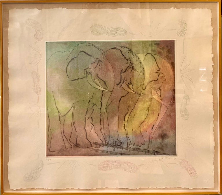 Stanley Boxer Aquatint Intaglio Etching Elephant Herd Abstract Expressionist  For Sale 3