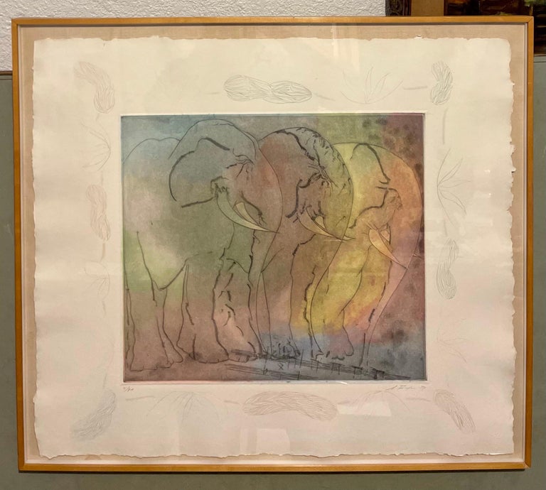 Stanley Boxer Aquatint Intaglio Etching Elephant Herd Abstract Expressionist  For Sale 4