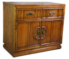 Stanley Chinoiserie Ming Style Walnut Buffet Sideboard Cabinet Server Dry Bar