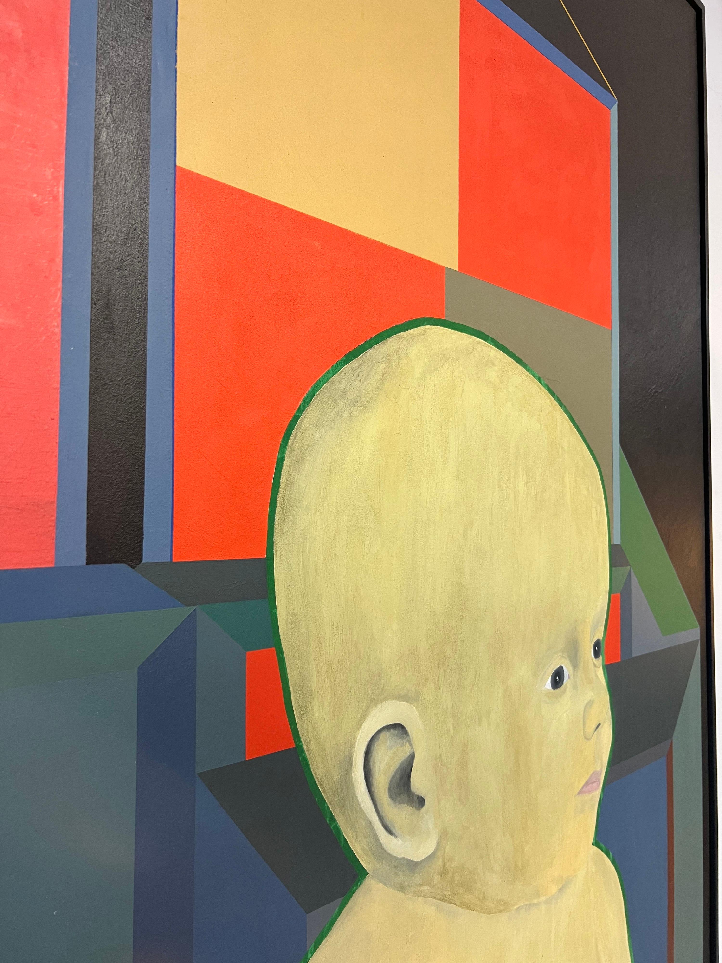 Grande peinture à l'huile de Stanley Dean Edwards, Infant in Star Construction, 1965 en vente 2