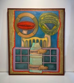 Large, Unique Abstract Surrealist Oil Painting in the Chicago Imagist Tradition