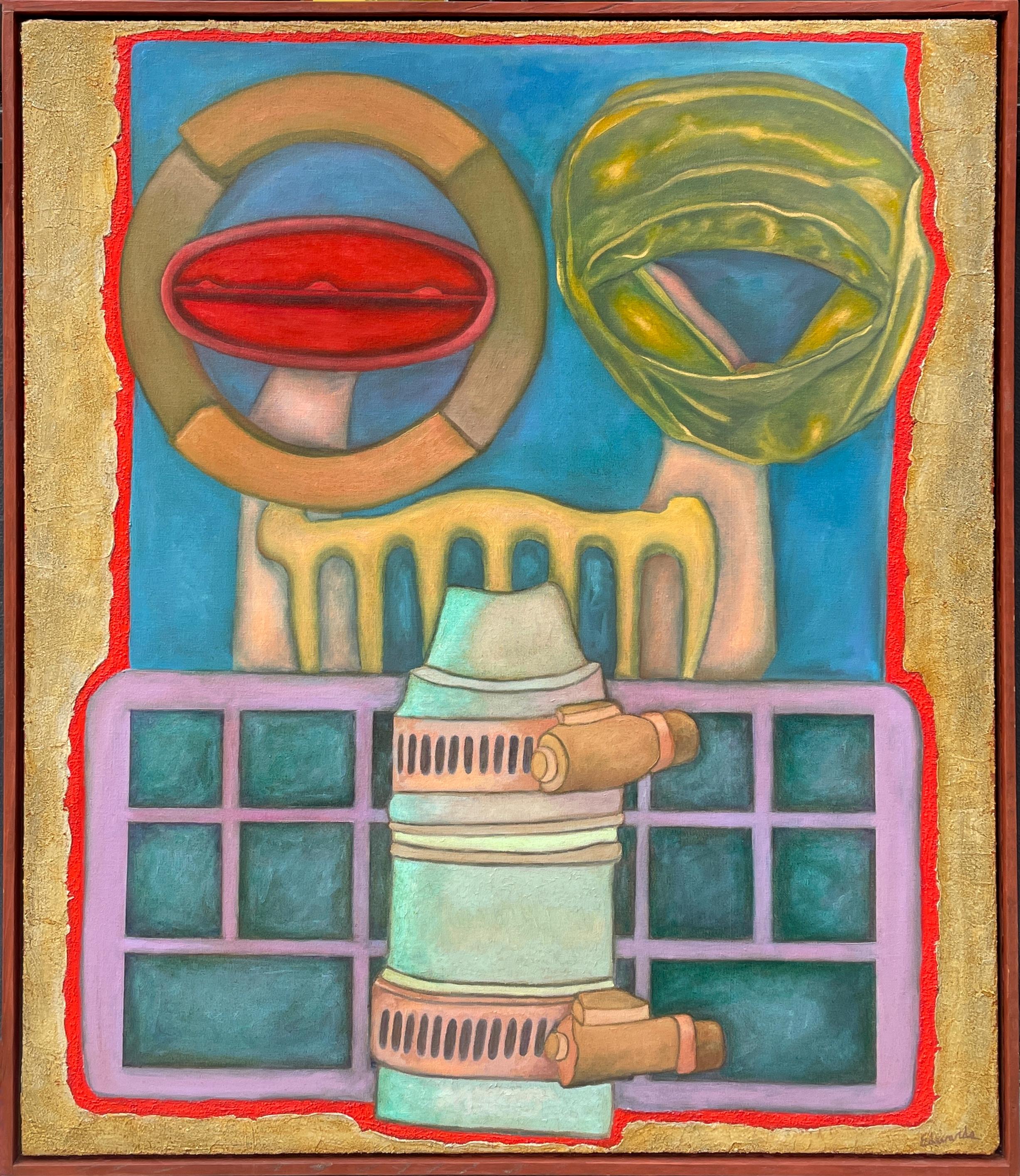 Large, Unique Abstract Surrealist Oil Painting in the Chicago Imagist Tradition