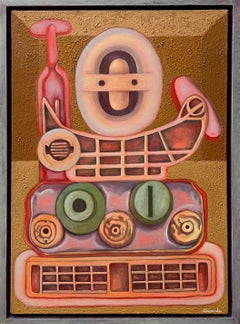 Large, Unique Abstract Surrealist Oil Painting in the Chicago Imagist Tradition