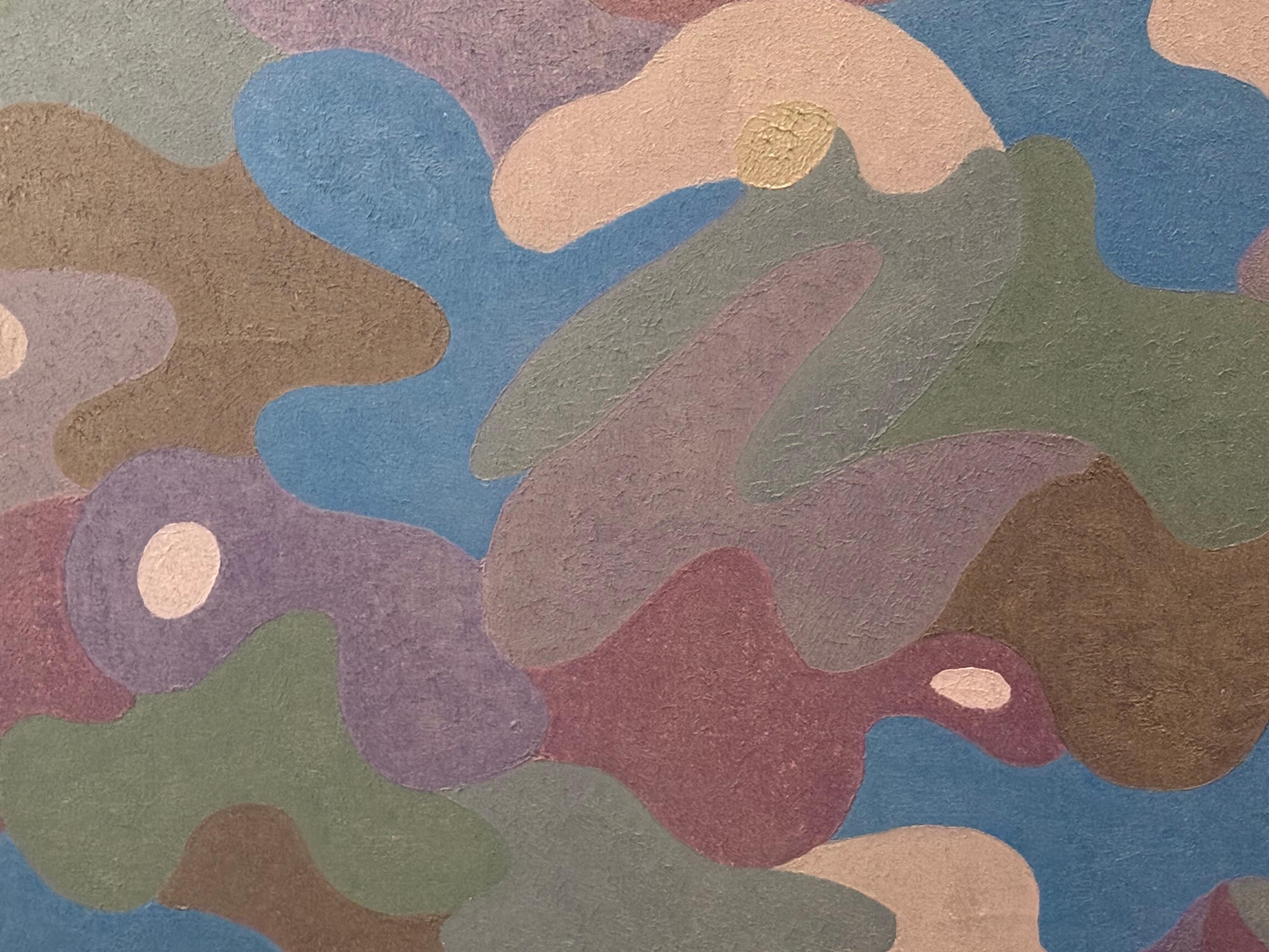 Peinture acrylique abstraite mauve  par Stanley Donald Tschopp Tschopp en vente 1