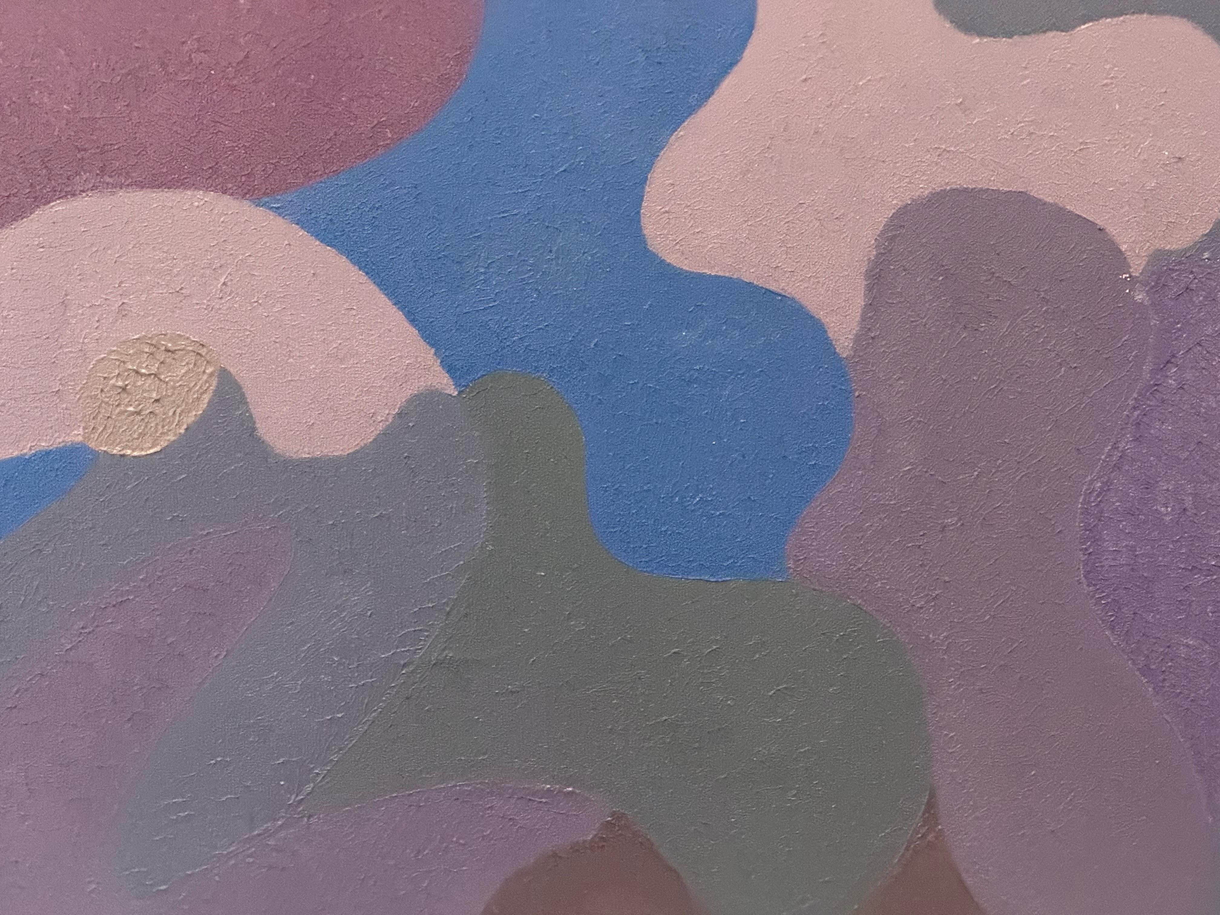 Peinture acrylique abstraite mauve  par Stanley Donald Tschopp Tschopp en vente 3